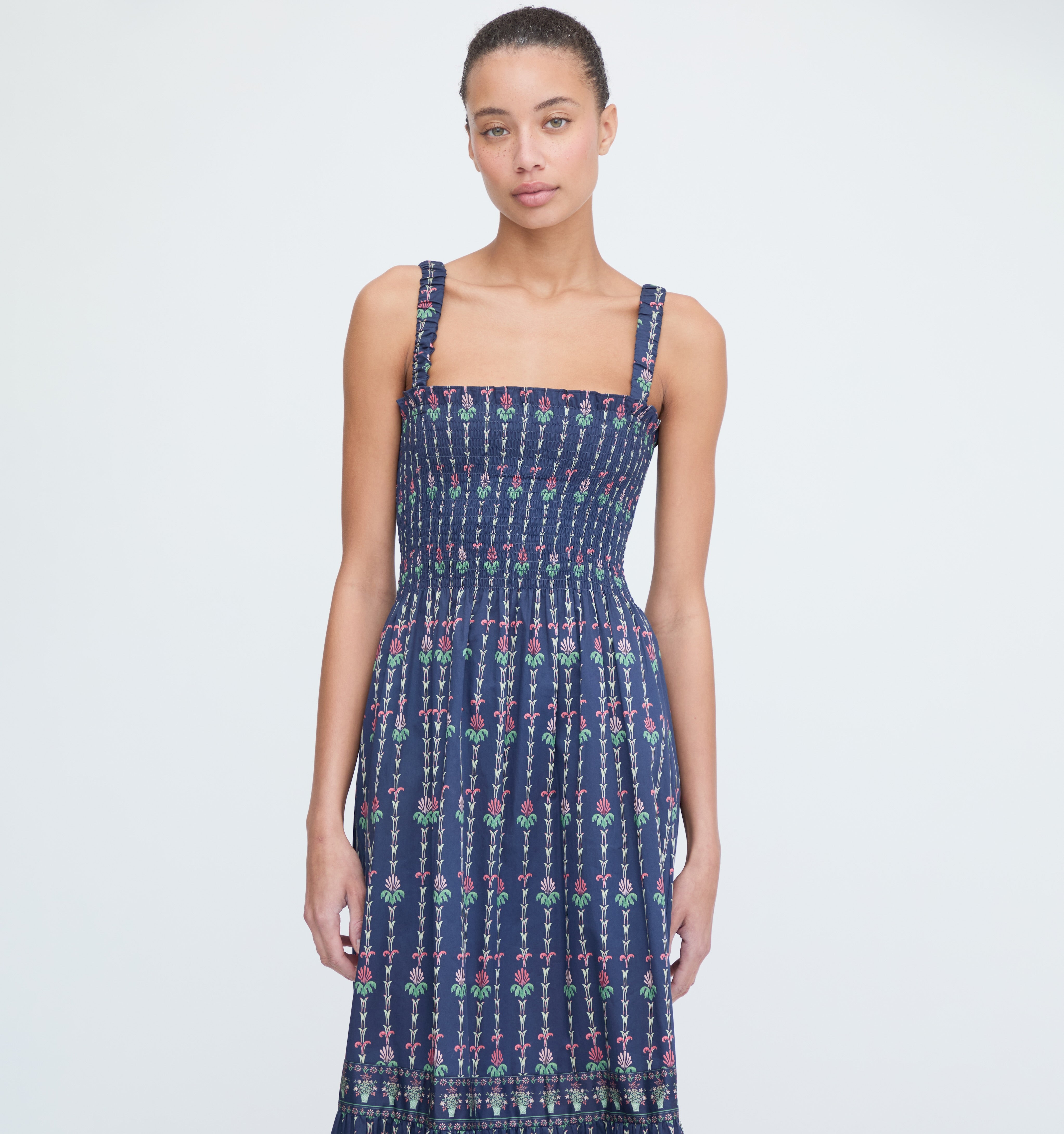 The Anjuli Nap Dress - Navy Trailing Fern