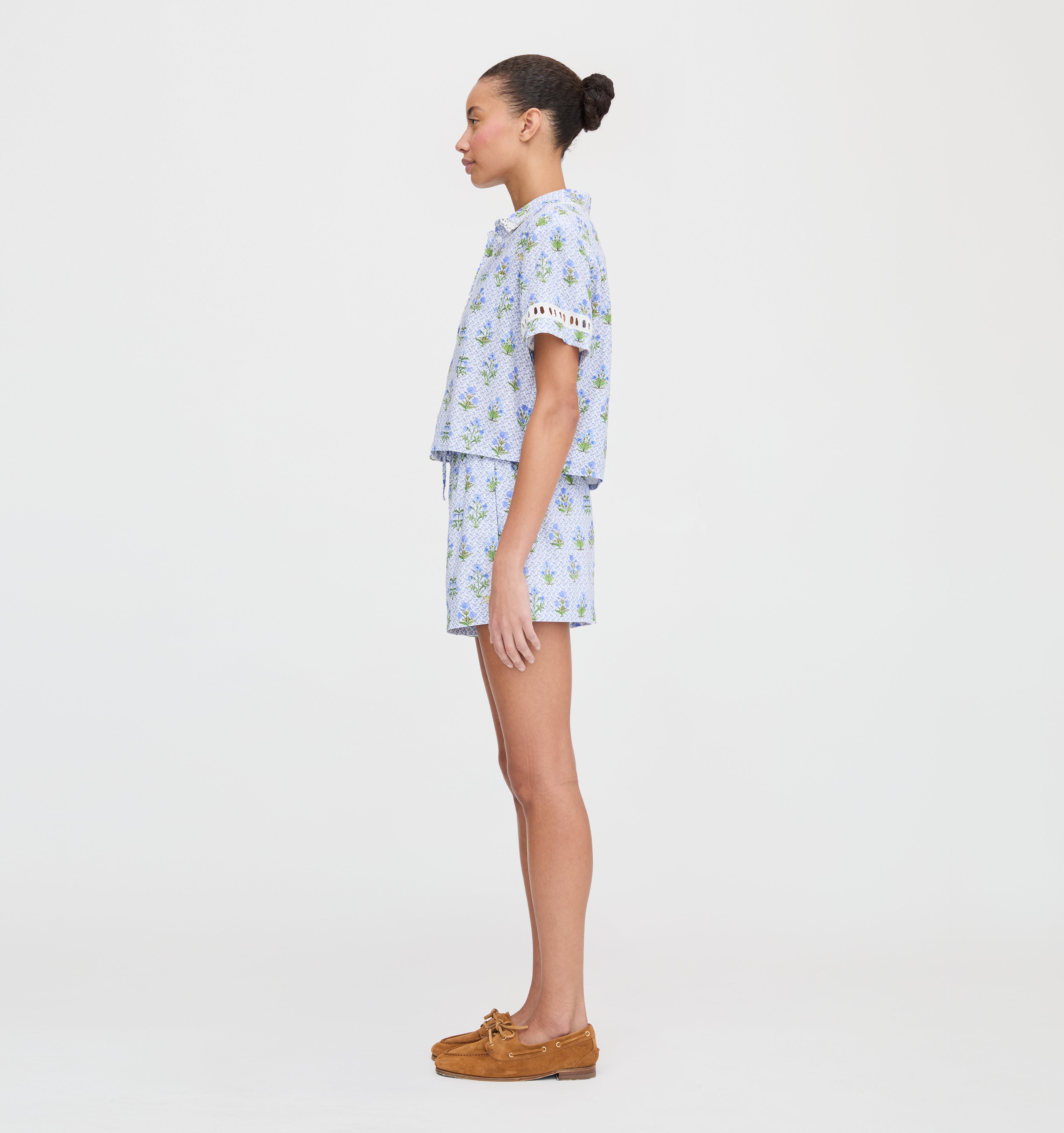 The Annette Top - Blue Block Print