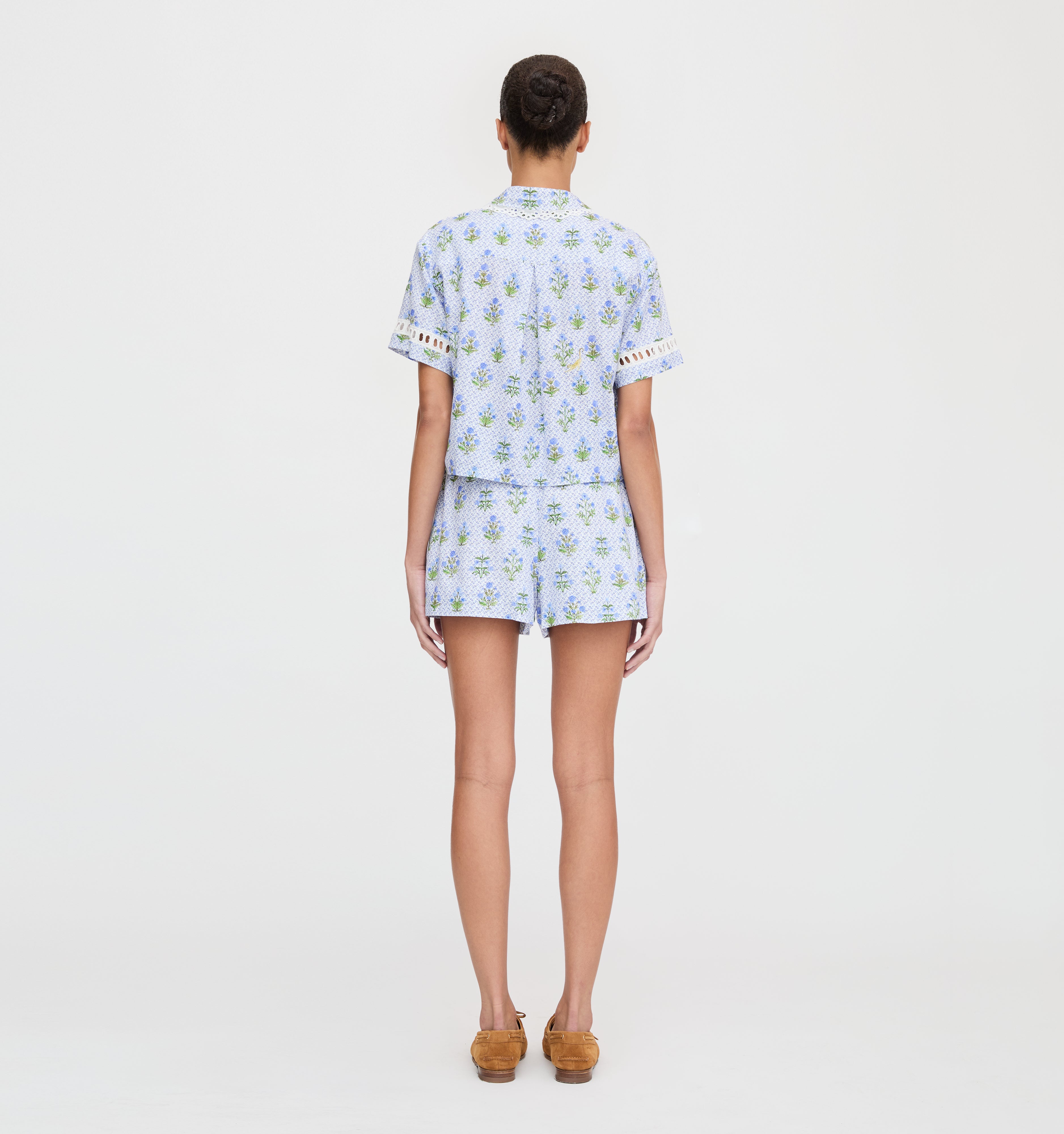 The Audrey Shorts - Blue Block Print