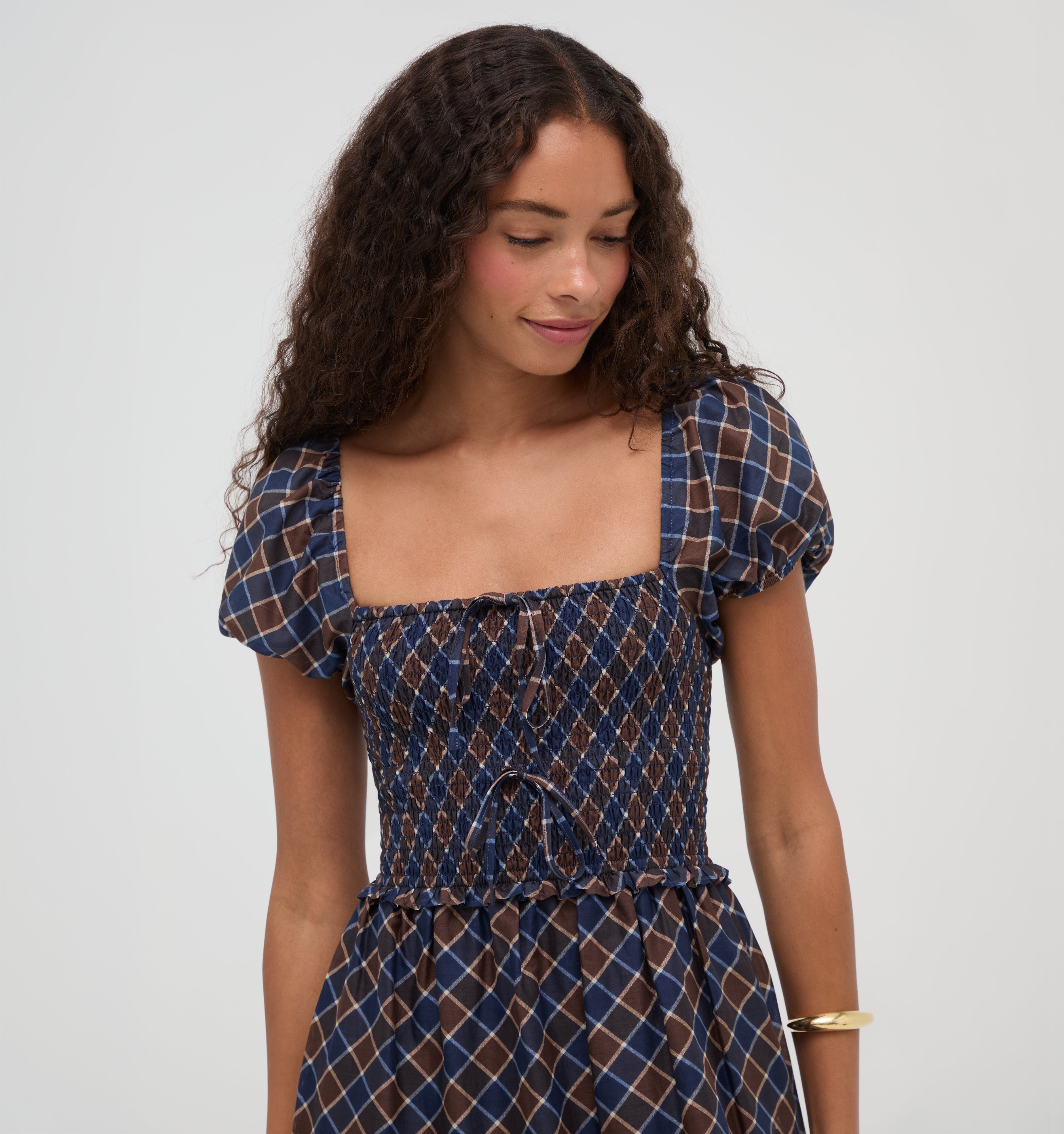 The Aster Nap Dress - Wilshire Plaid Chocolate/Navy – Hill House Home