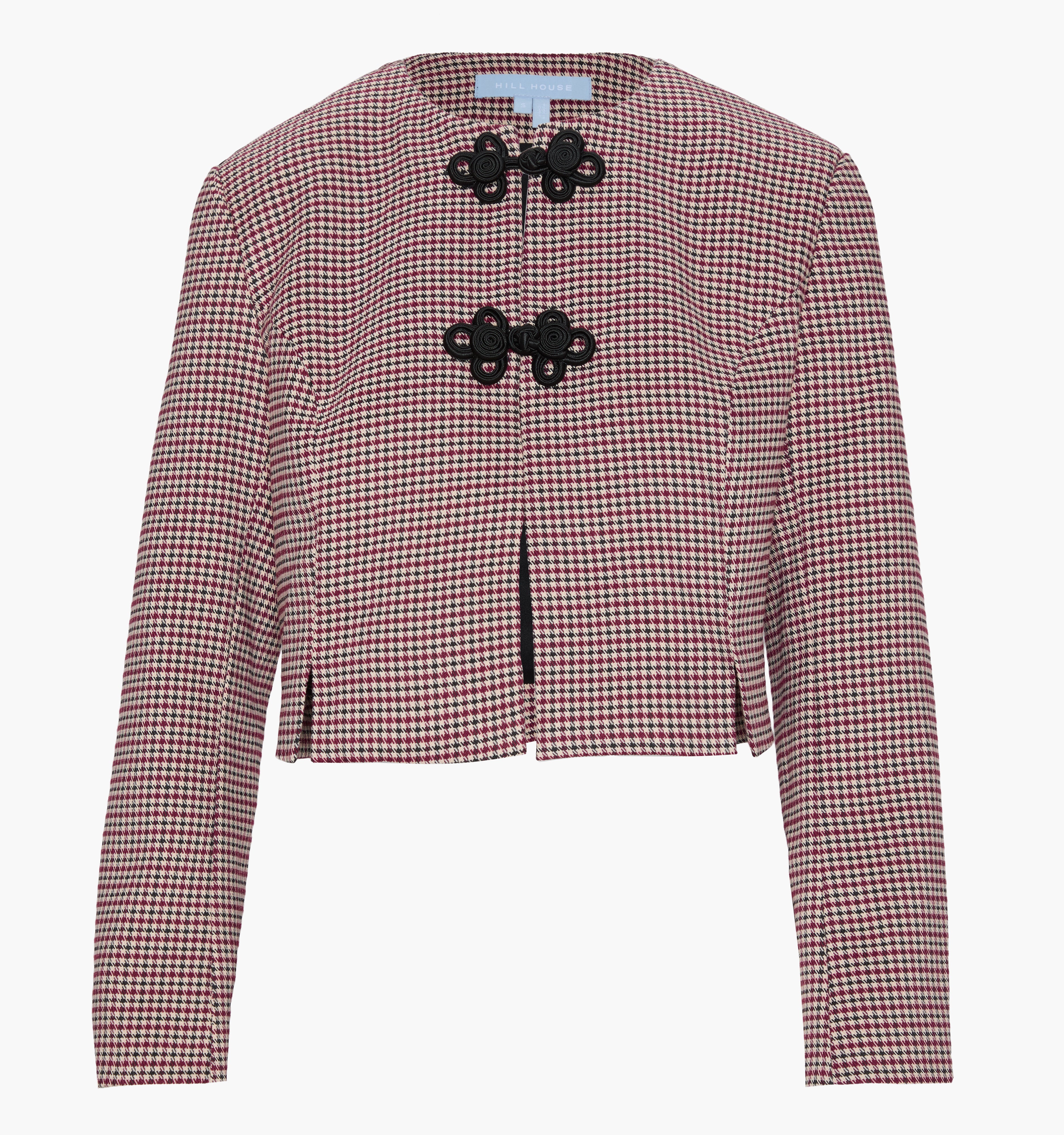 The Aubriella Jacket - Burgundy Holmes Houndstooth – Hill House Home
