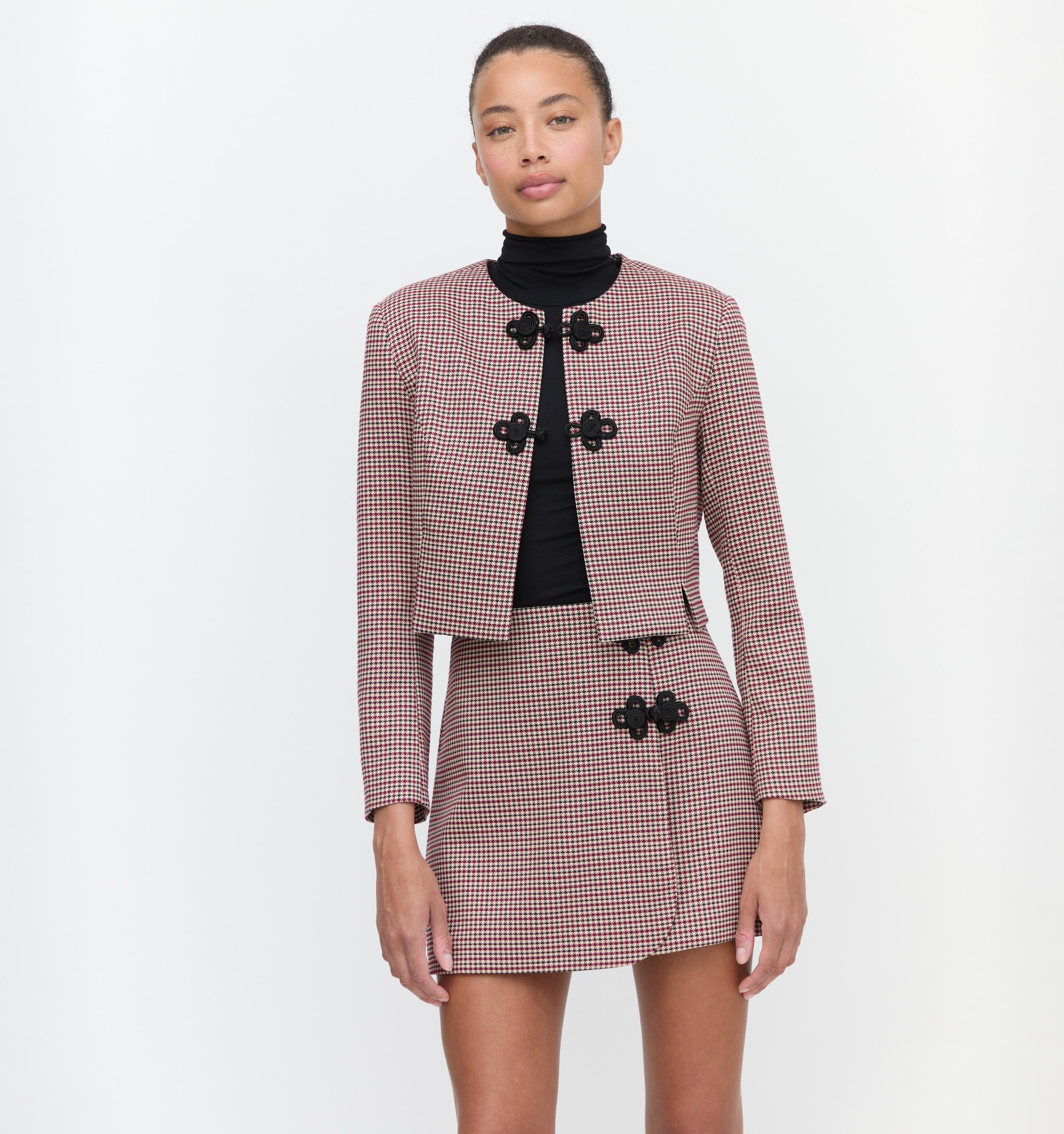 The Melody Skirt - Burgundy Holmes Houndstooth – Hill House Home