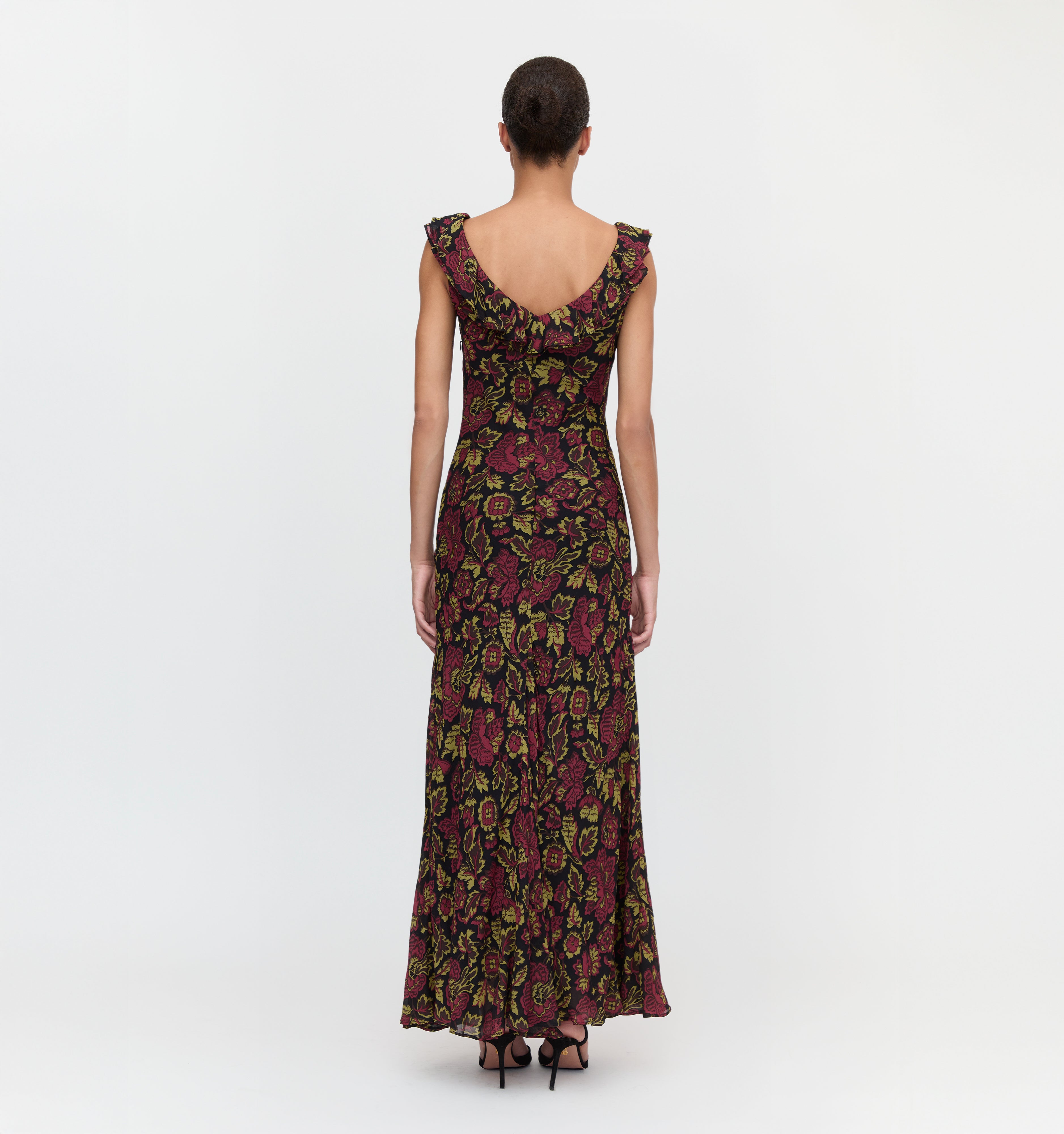 The Augustina Dress in Black Palampore Floral color: Black Palampore Floral