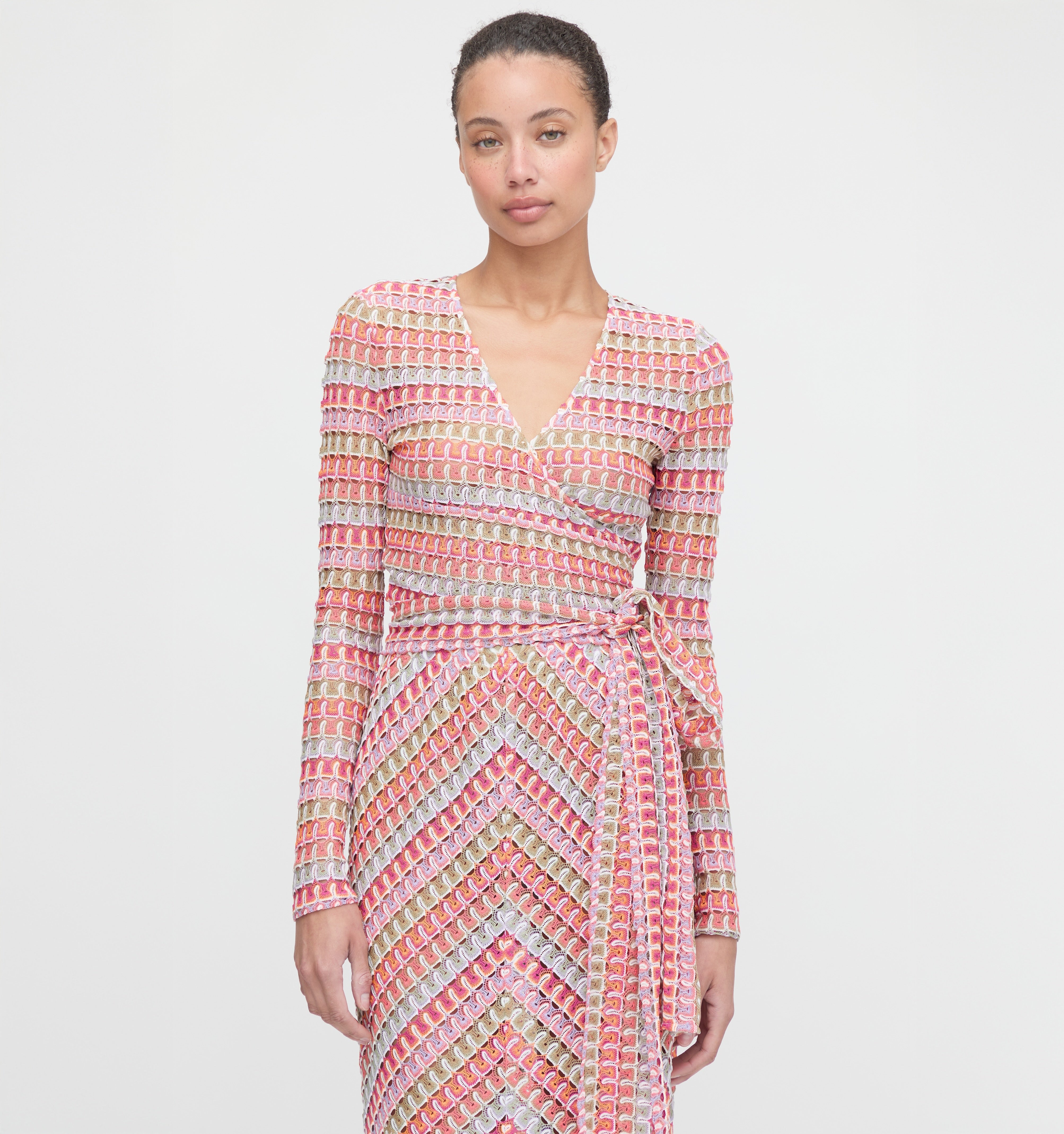 The Aviva Wrap Top - Pastel Crochet Knit