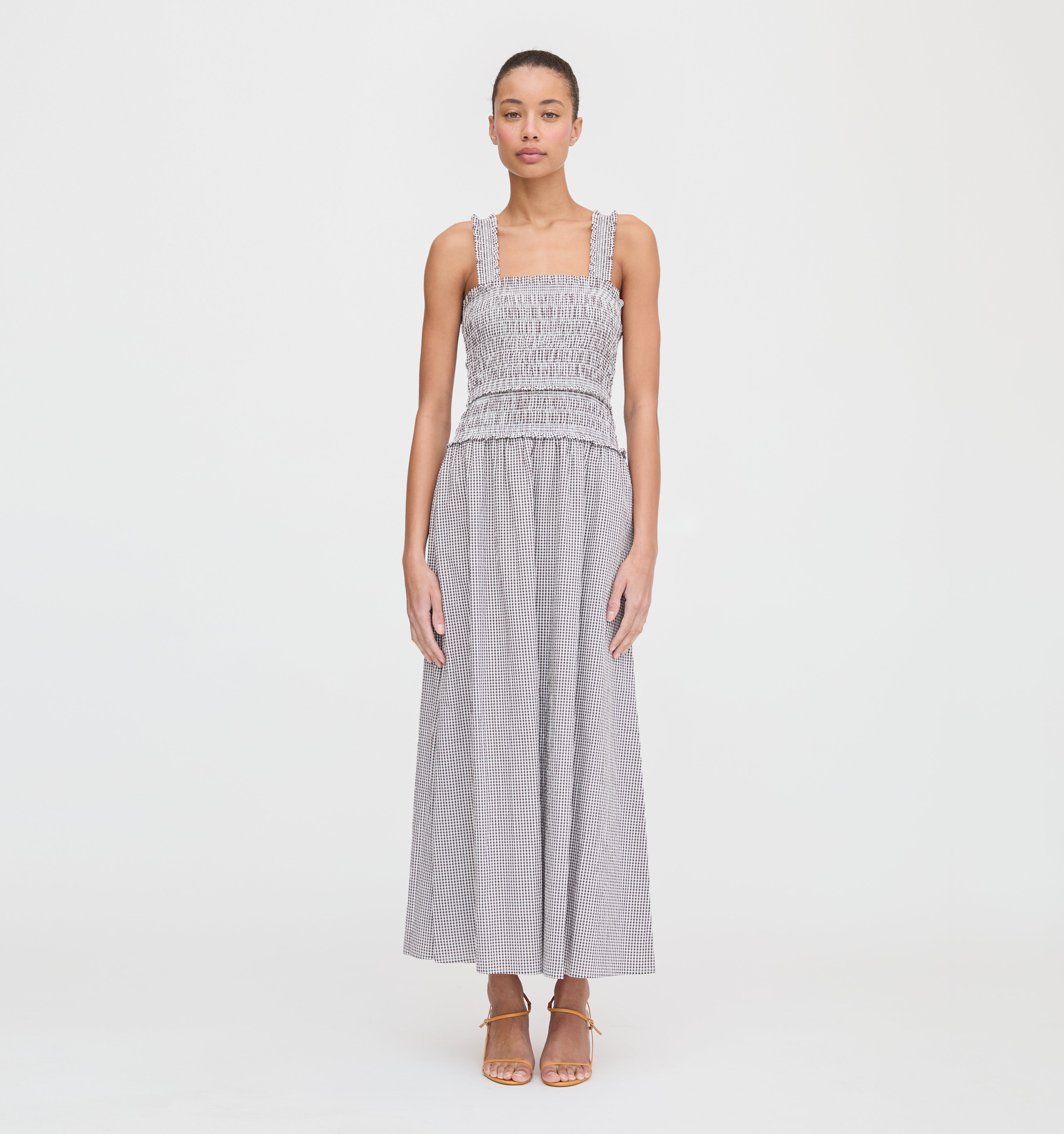 【試着のみ】house on the hill Rompers Ballet80 The Azalea Maxi Nap Dress - Chocolate Gingham – Hill House Home