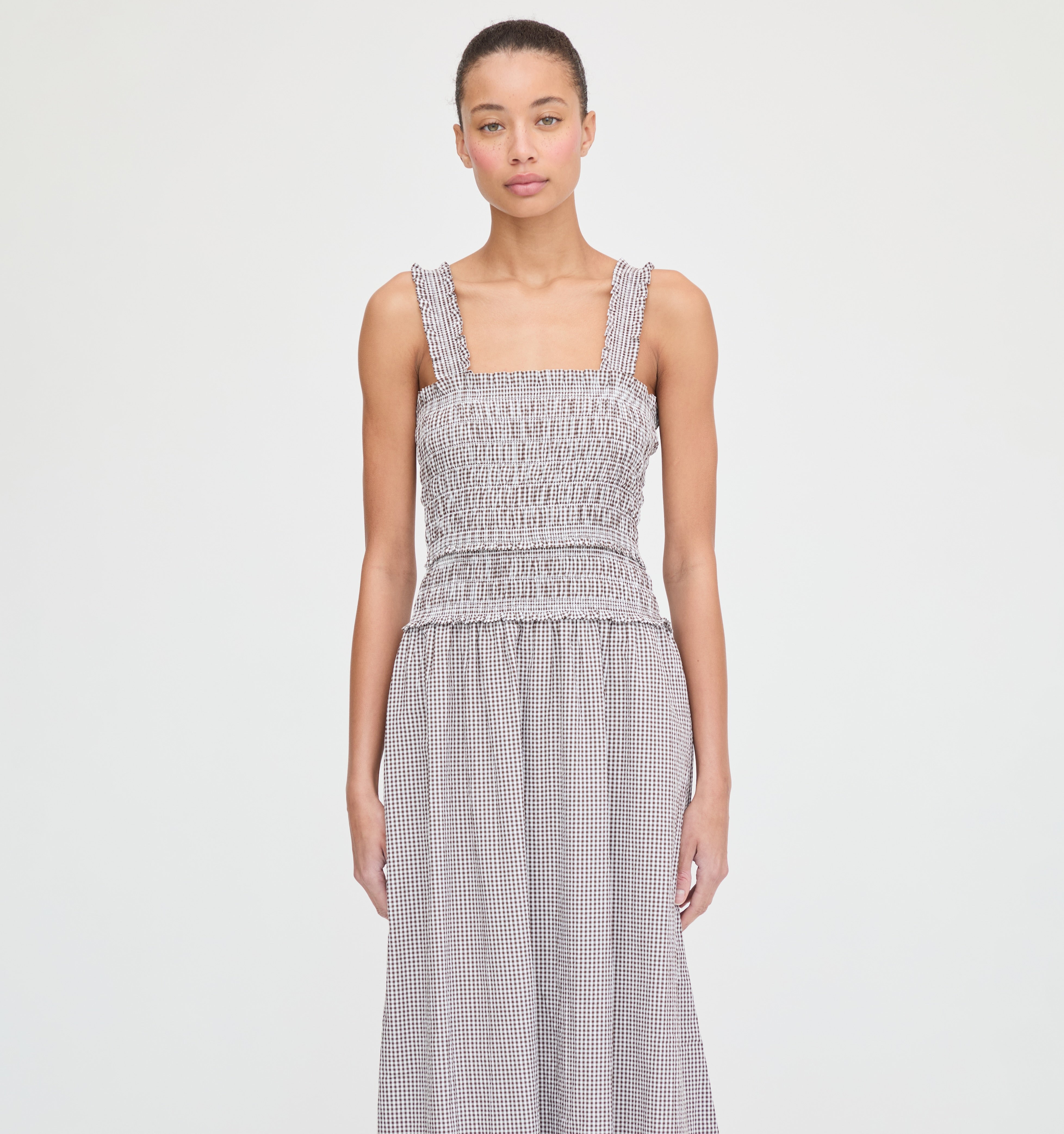 The Azalea Maxi Nap Dress - Chocolate Gingham – Hill House Home