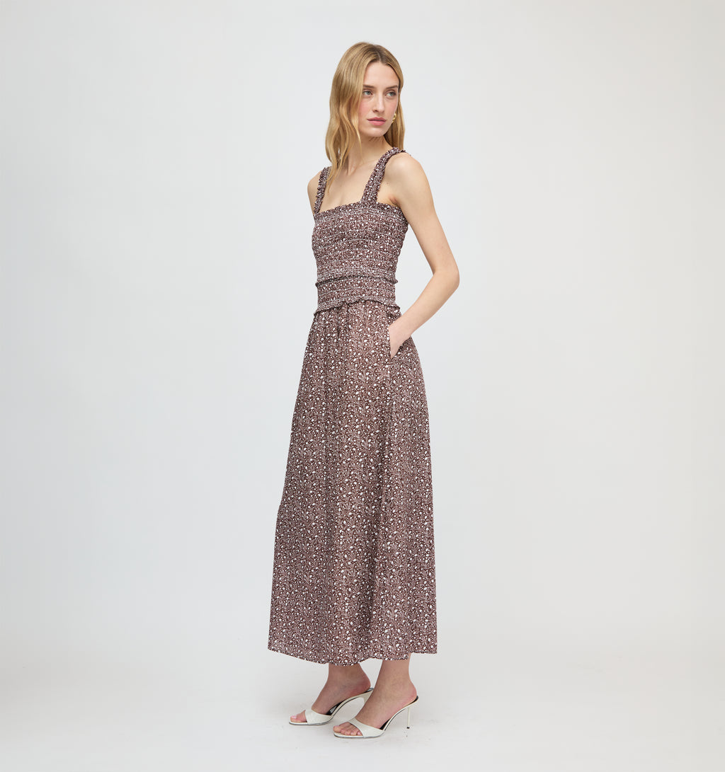 Hill House Home Women's The Azalea Maxi Nap Dress - Ditsy Thistle Brown