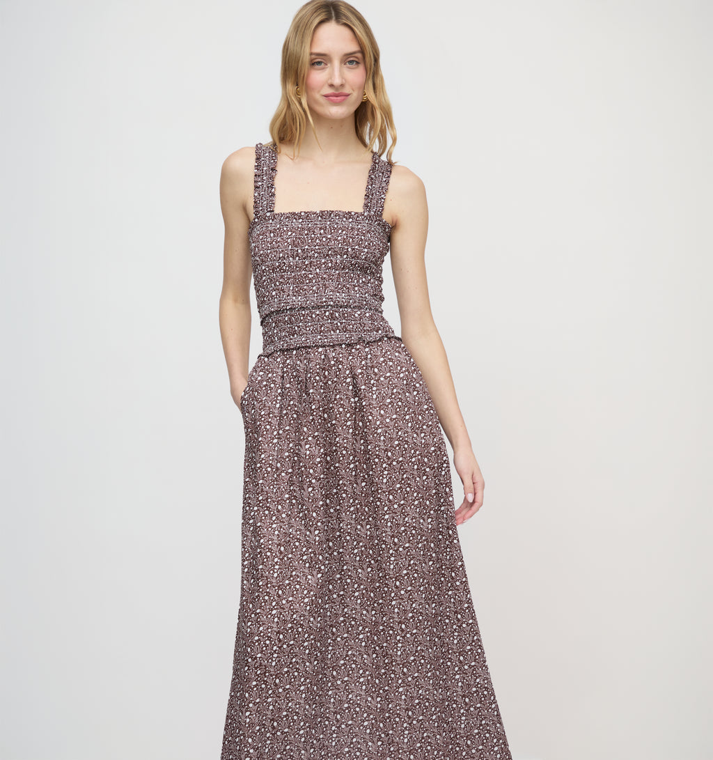 Hill House Home The Azalea Maxi Nap Dress - Chocolate Ditsy Thistle