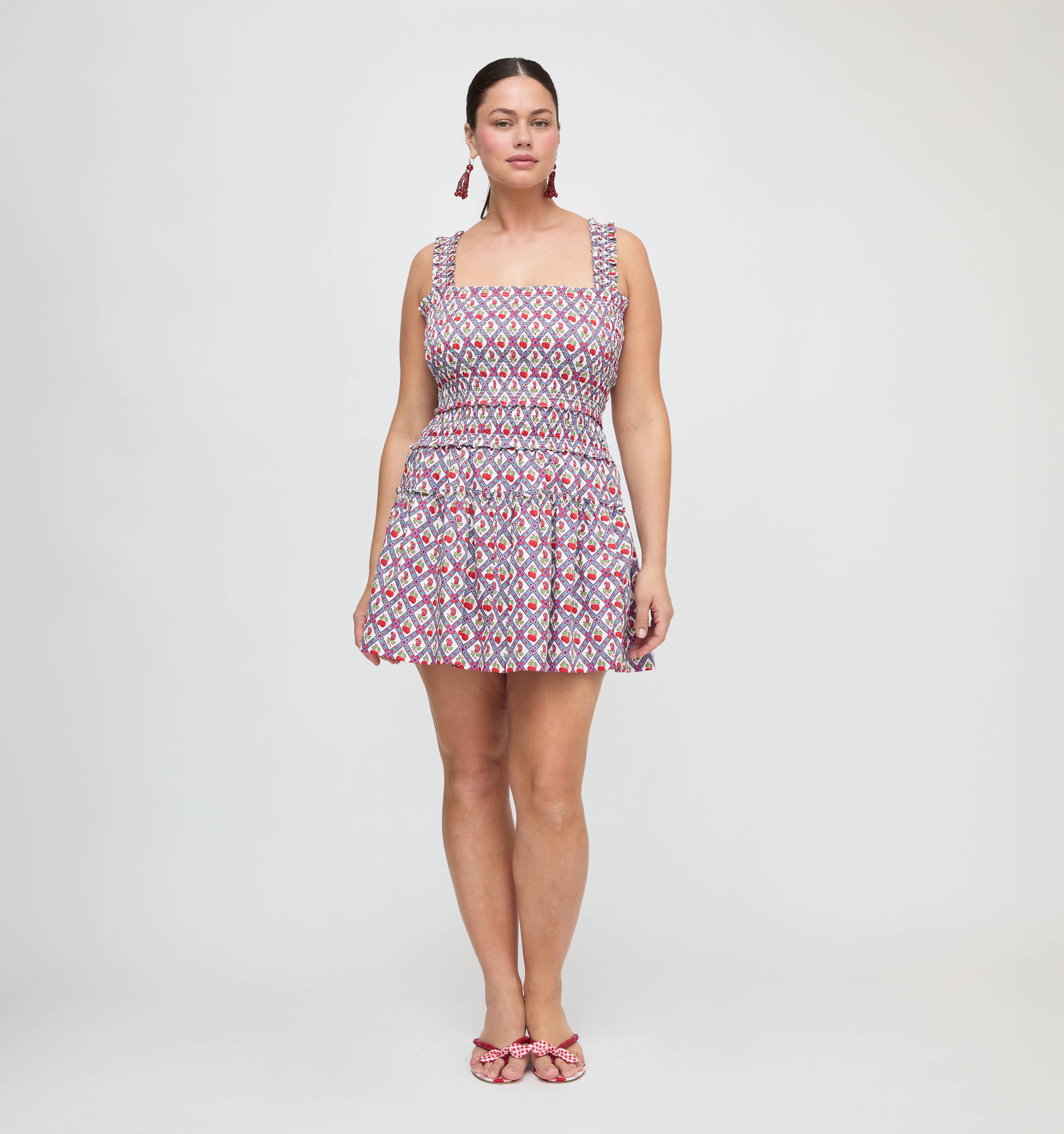 The Azalea Mini Nap Dress - Diamond Cherries Cherry Red – Hill