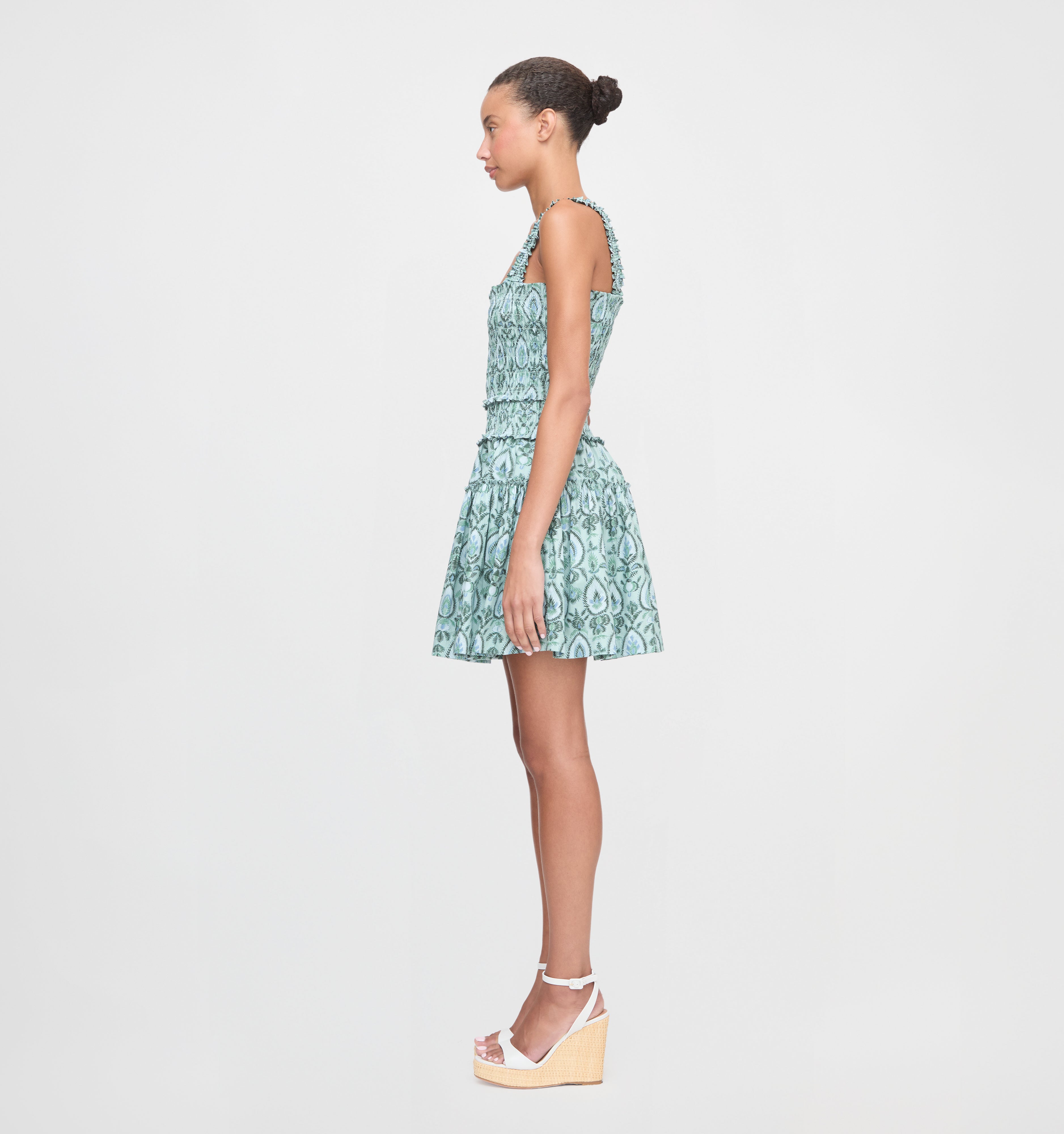 The Azalea Mini Nap Dress - Green Palm Ikat