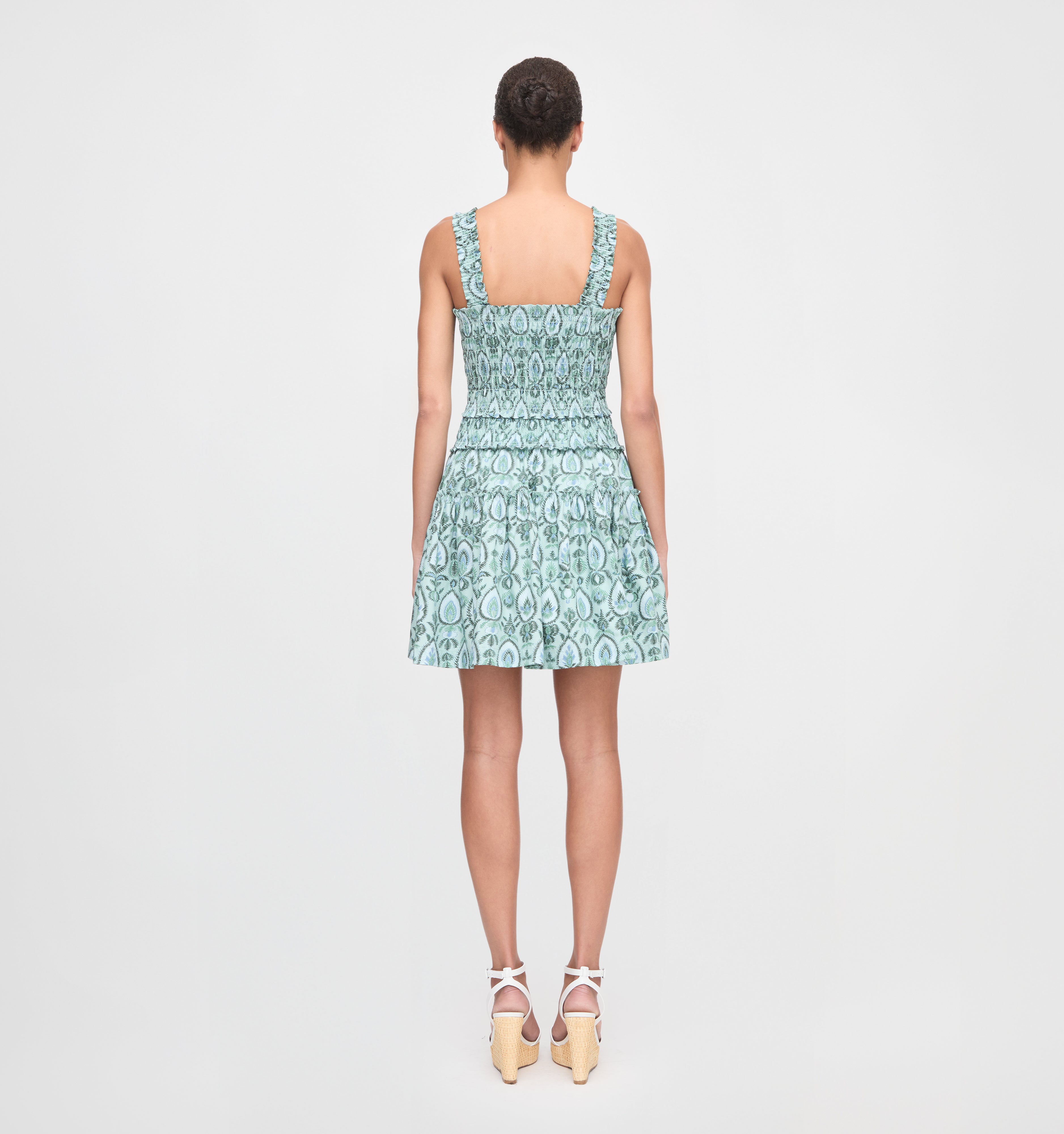 The Azalea Mini Nap Dress - Green Palm Ikat