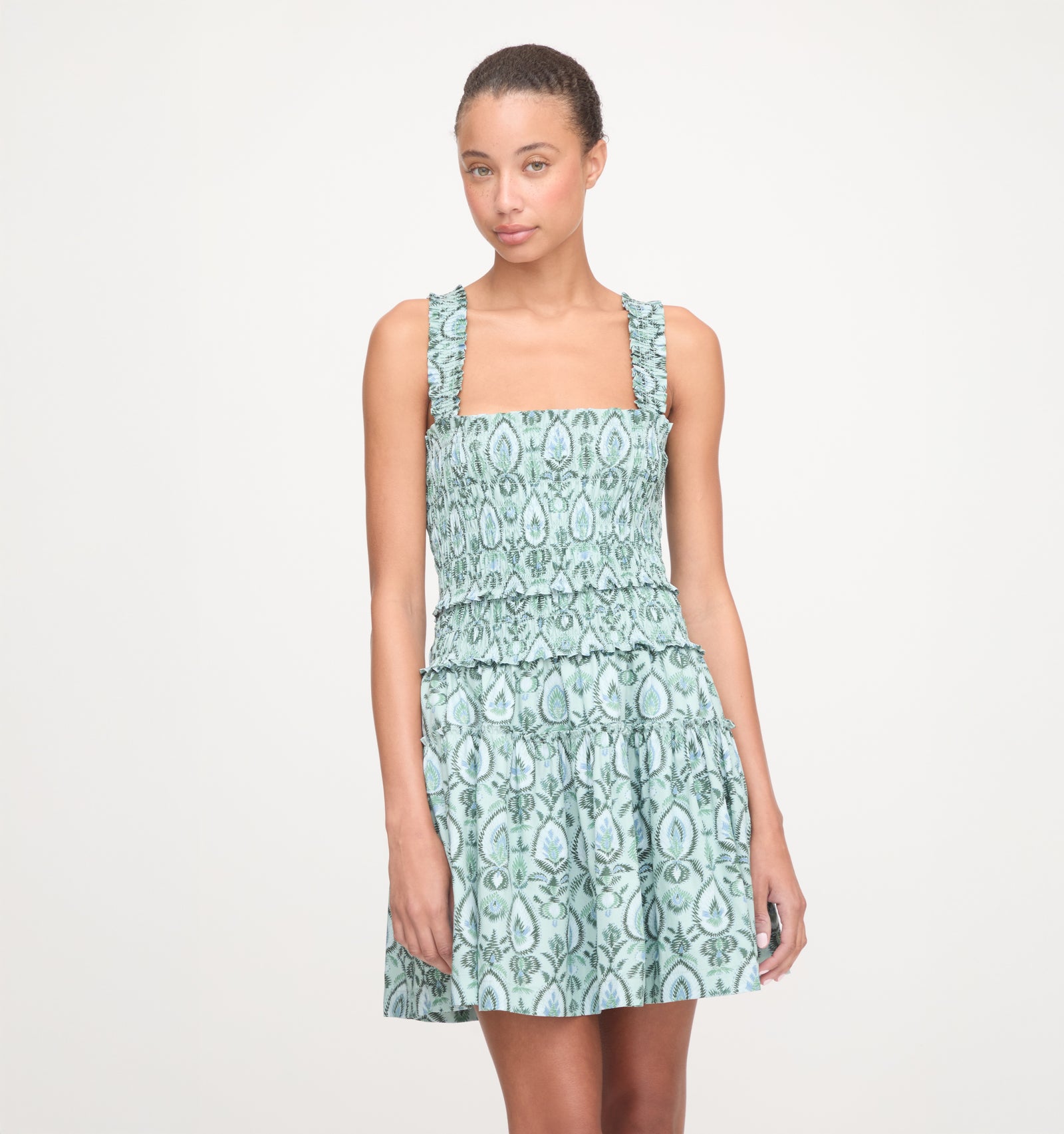 The Azalea Mini Nap Dress - Green Palm Ikat Hill House Home The Azalea Mini Nap Dress - Green Palm Ikat Hill House Home
