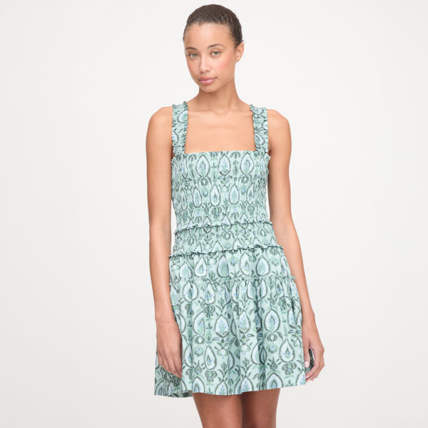 Hill House Home Women's The Azalea Mini Nap Dress - Green - Size L - Green Palm Ikat