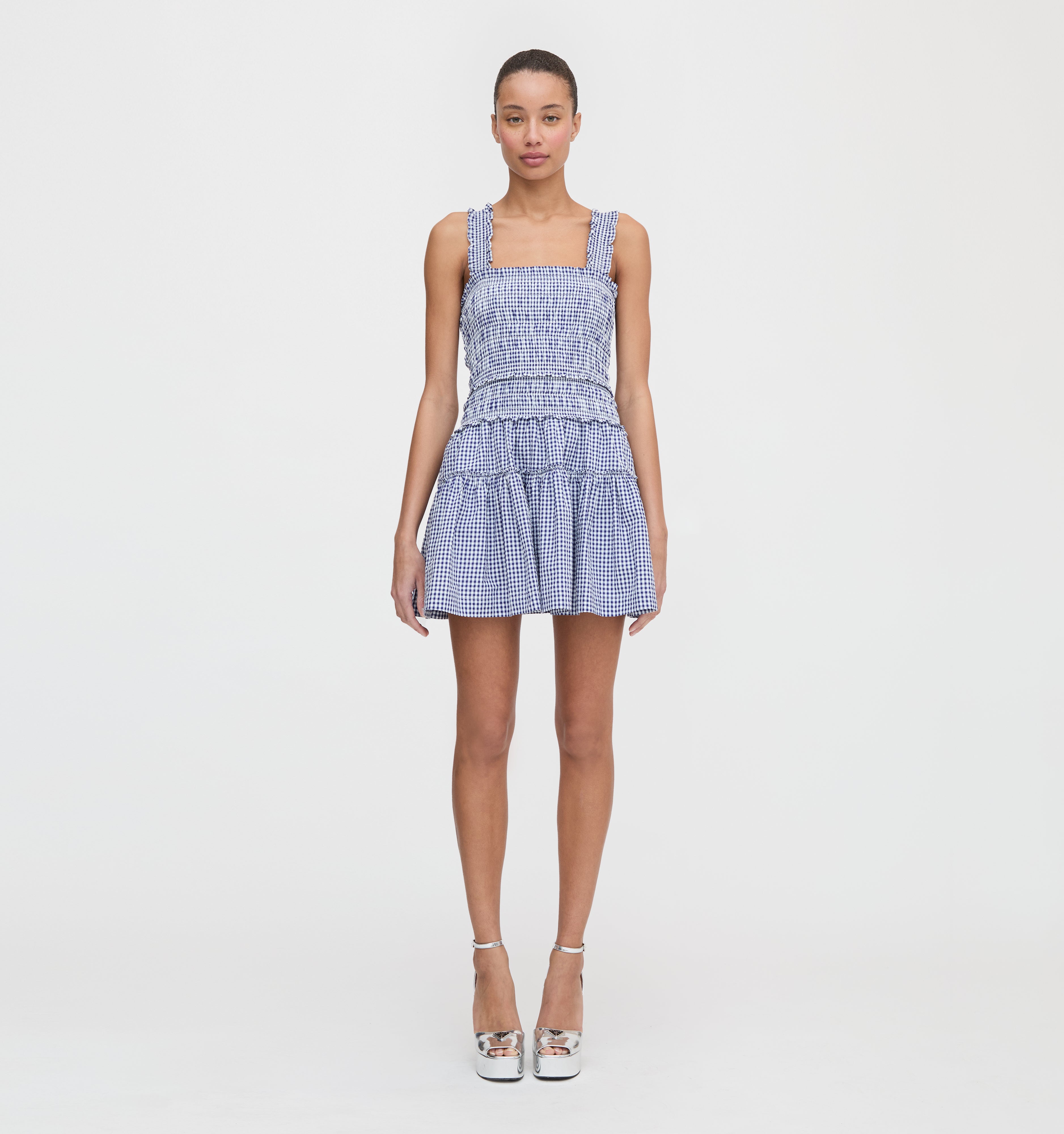 The Azalea Mini Nap Dress - Navy Gingham