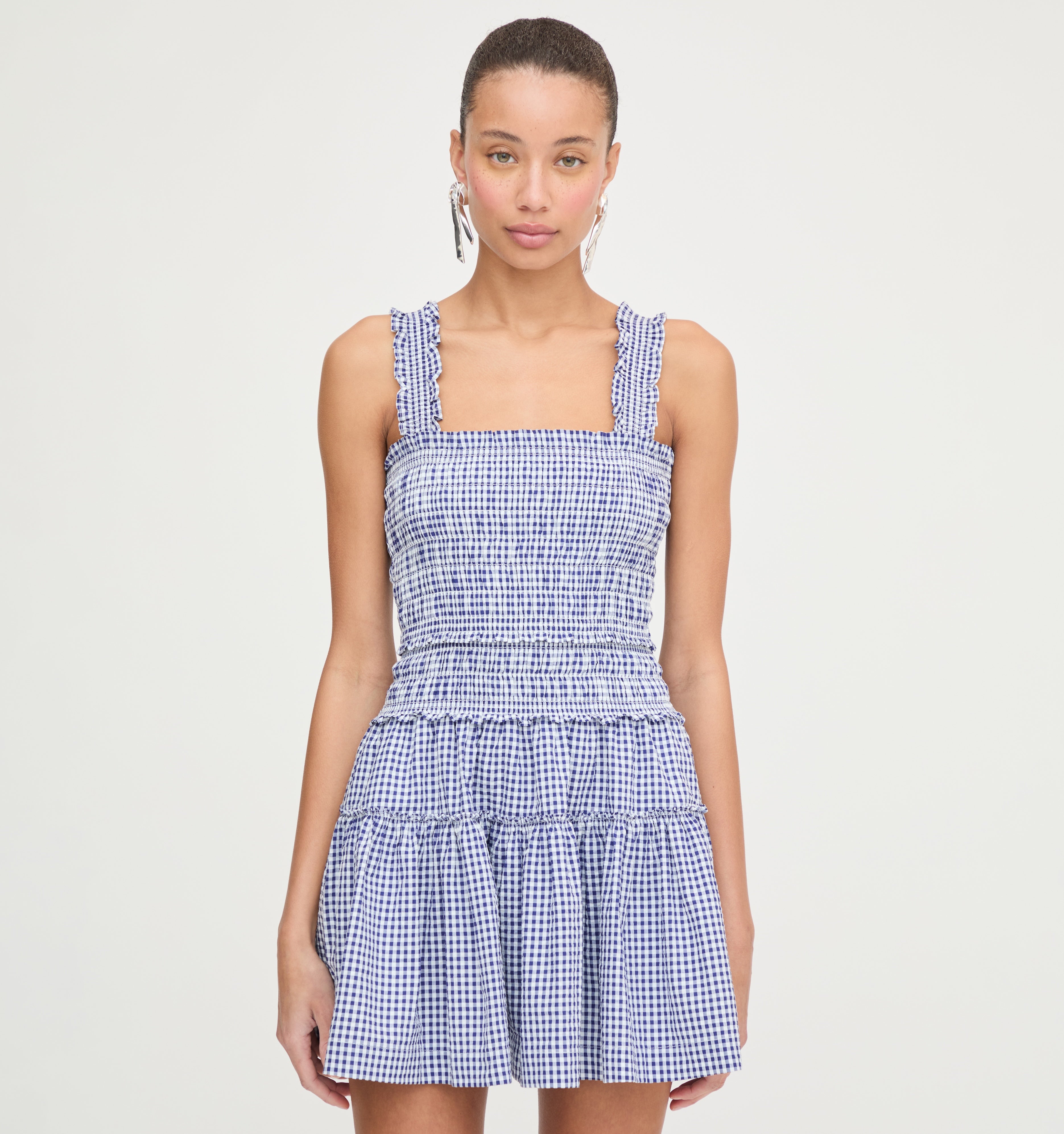The Azalea Mini Nap Dress - Navy Gingham