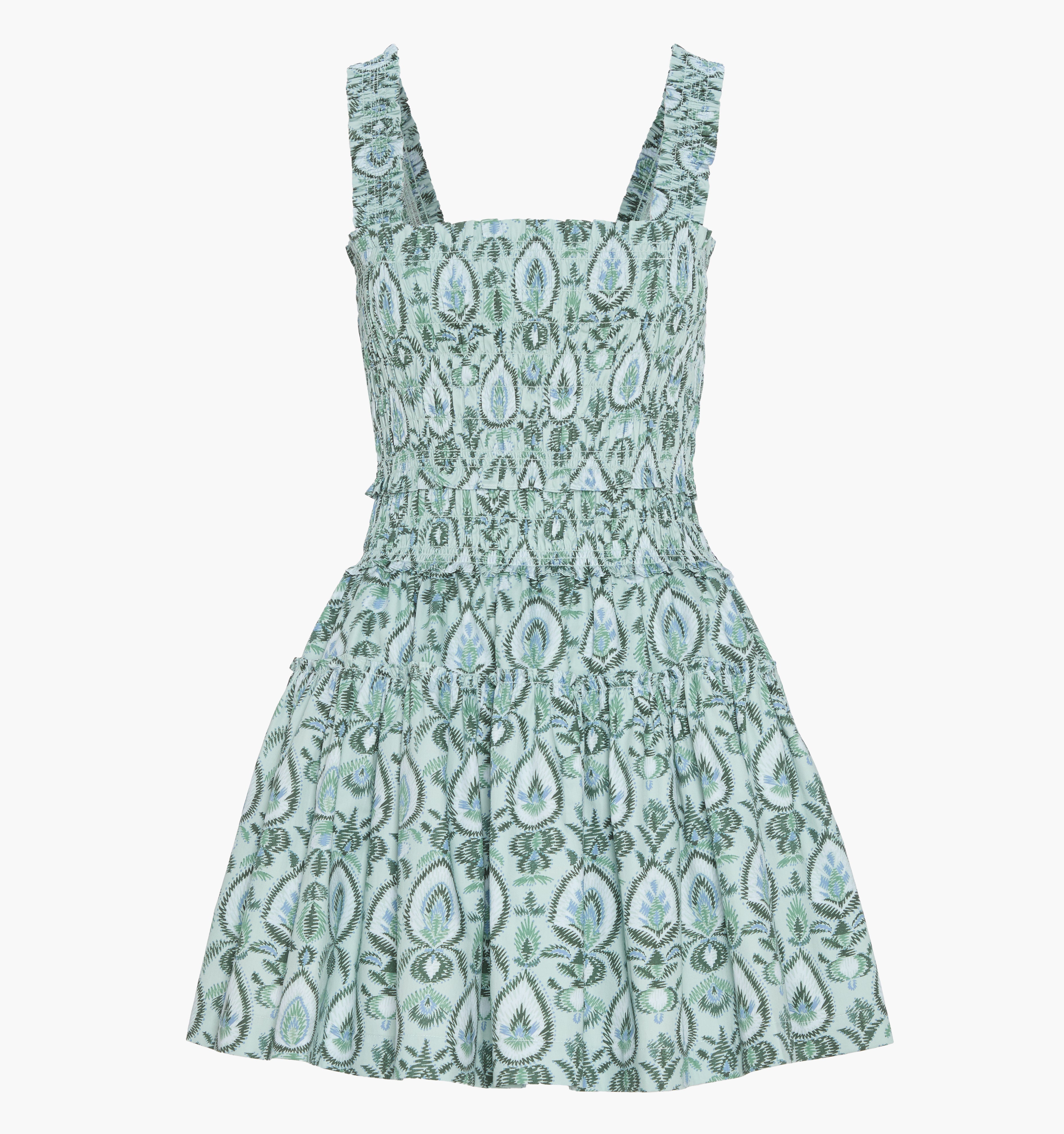 The Azalea Mini Nap Dress - Green Palm Ikat