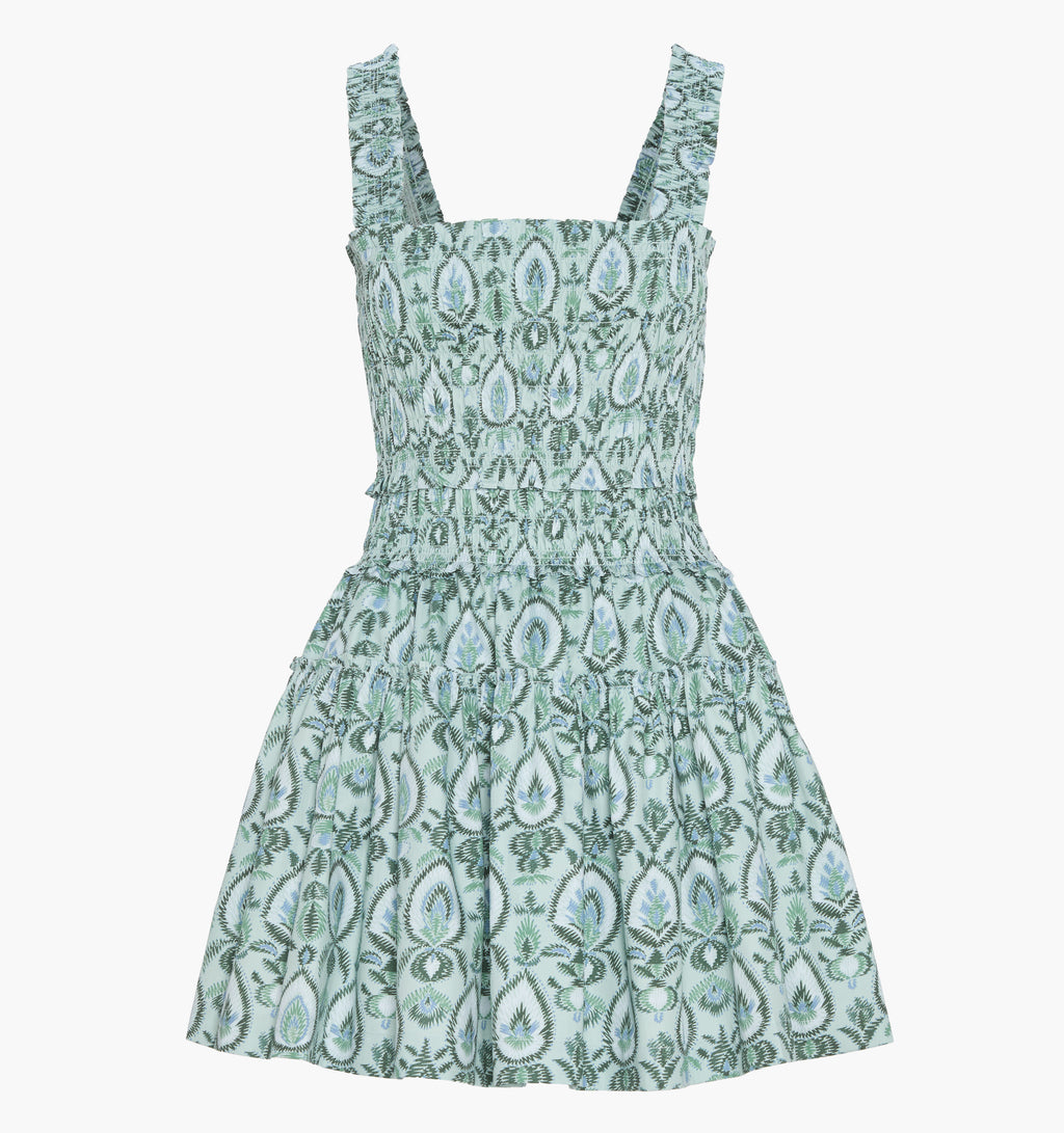 The Azalea Mini Nap Dress - Green Palm Ikat Hill House Home The Azalea Mini Nap Dress - Green Palm Ikat Hill House Home