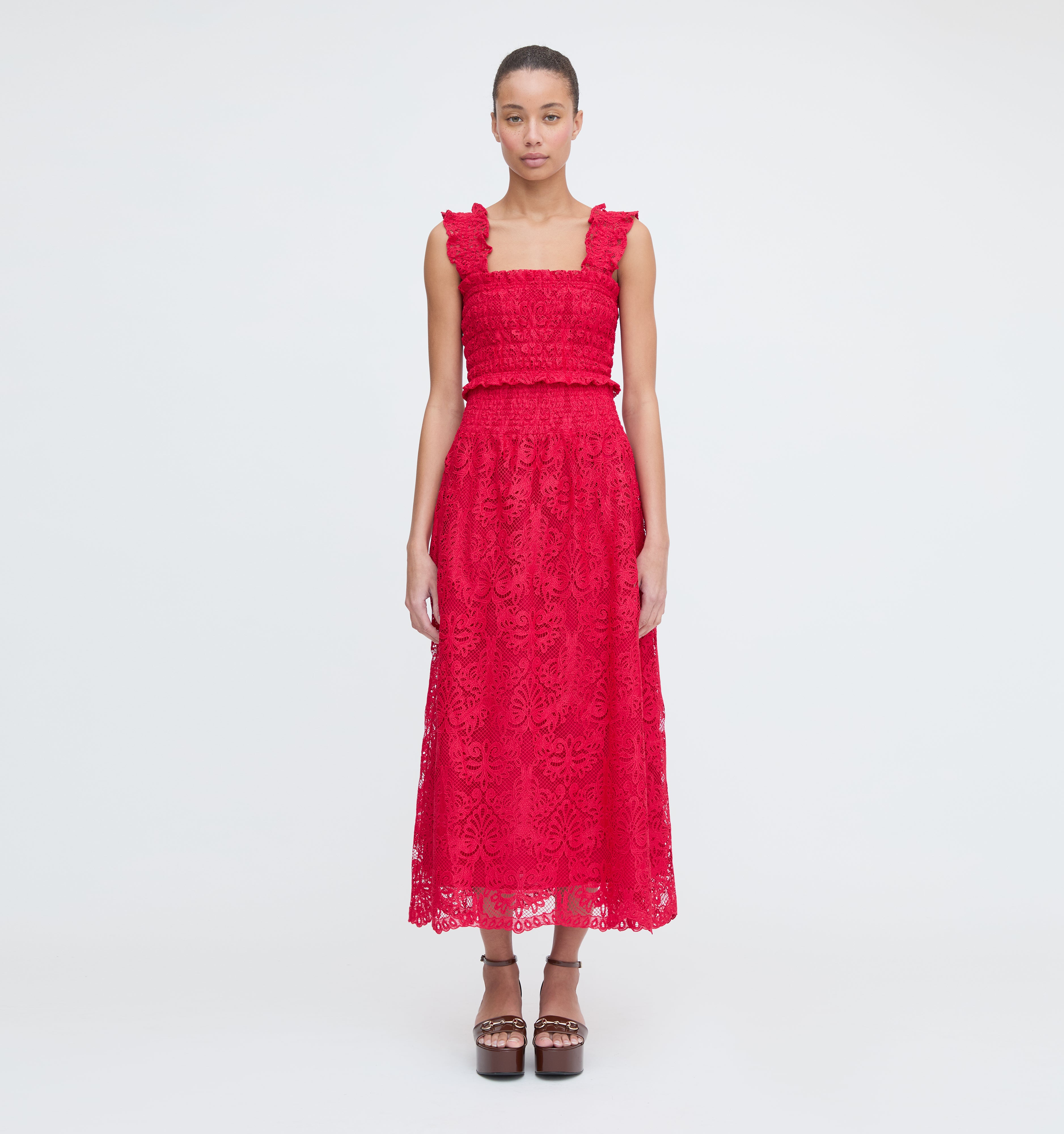 The Delphine Nap Skirt - Cerise Lace
