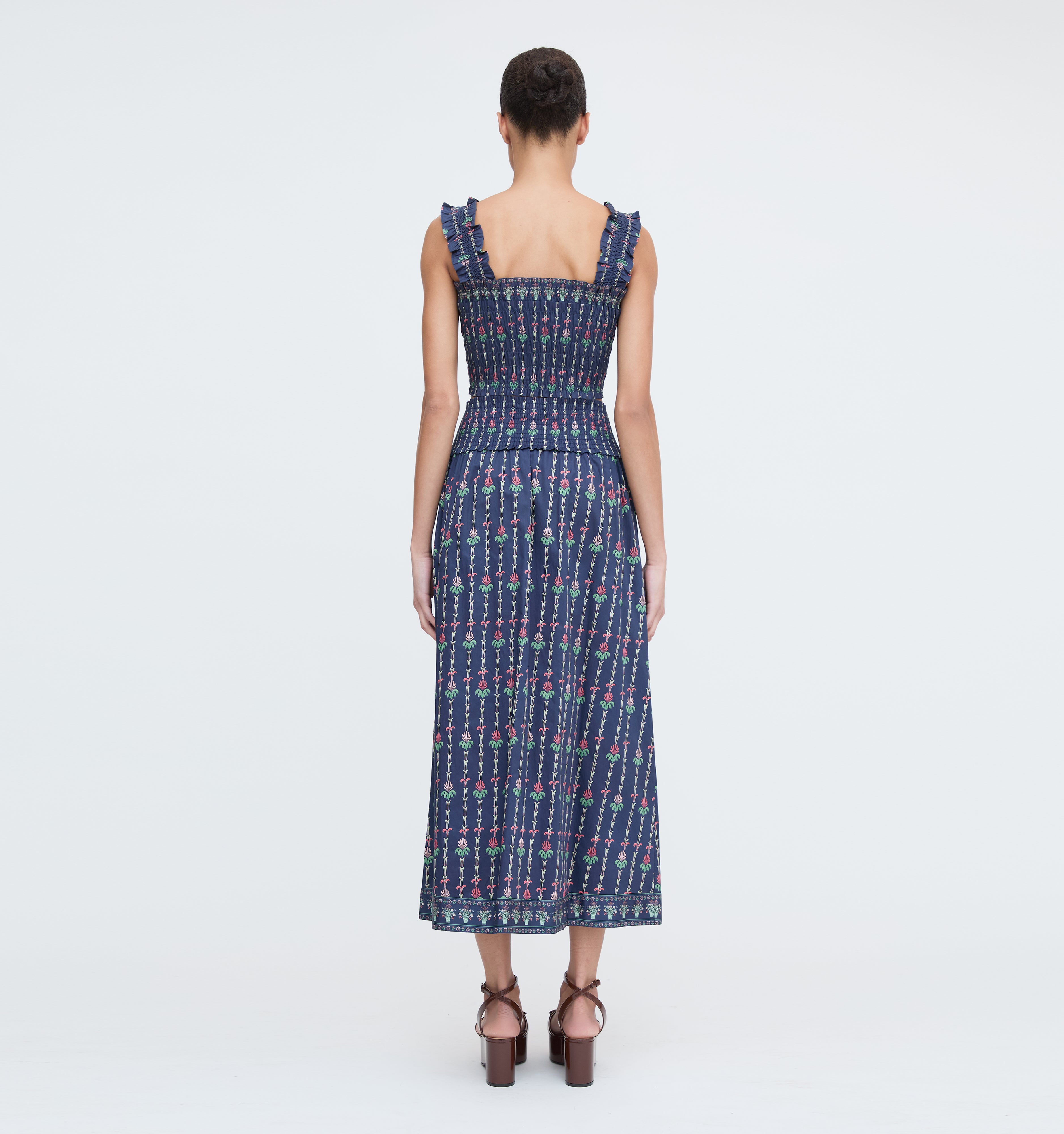 The Delphine Nap Skirt - Navy Trailing Fern