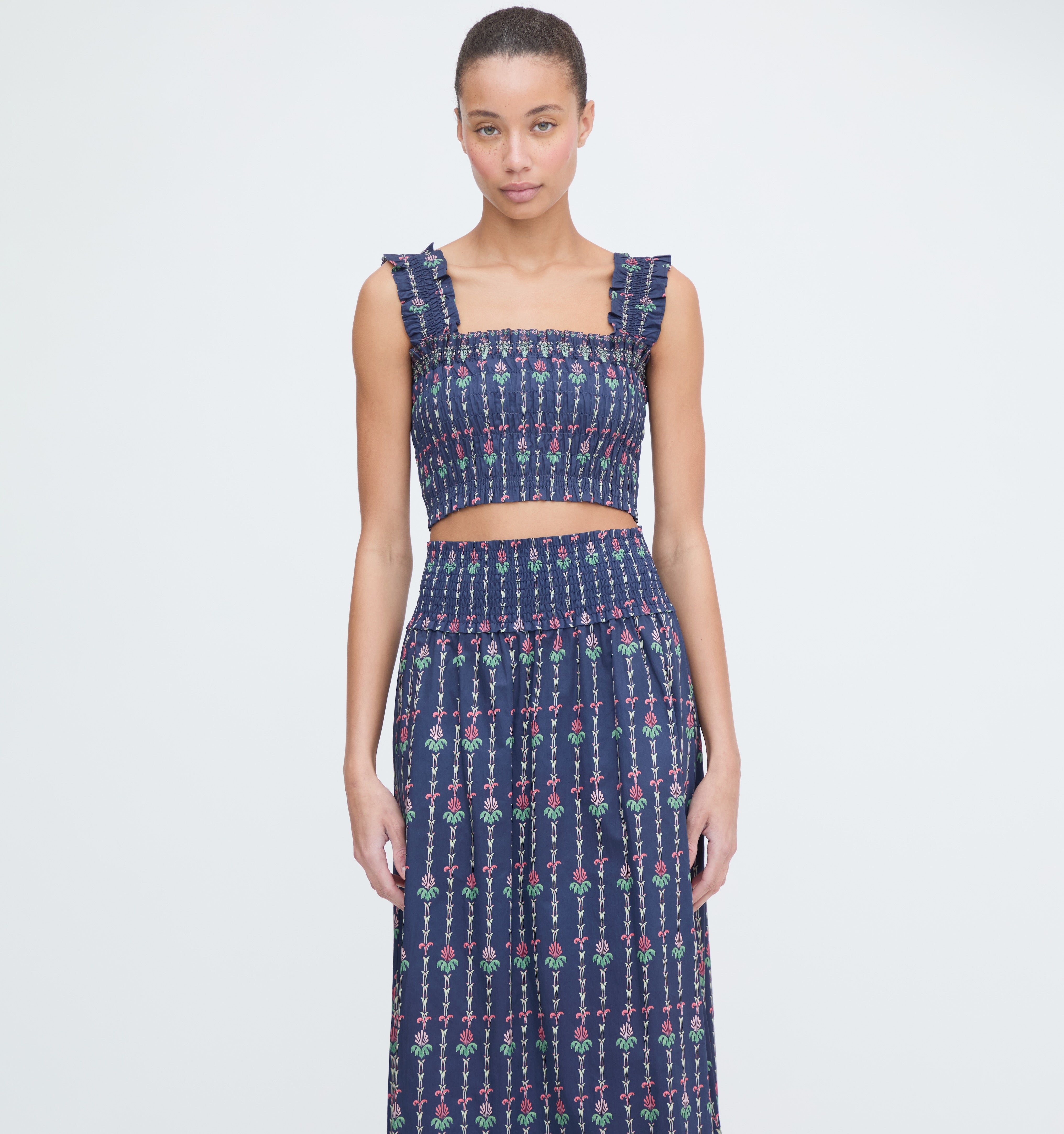 The Azalea Nap Top - Navy Trailing Fern