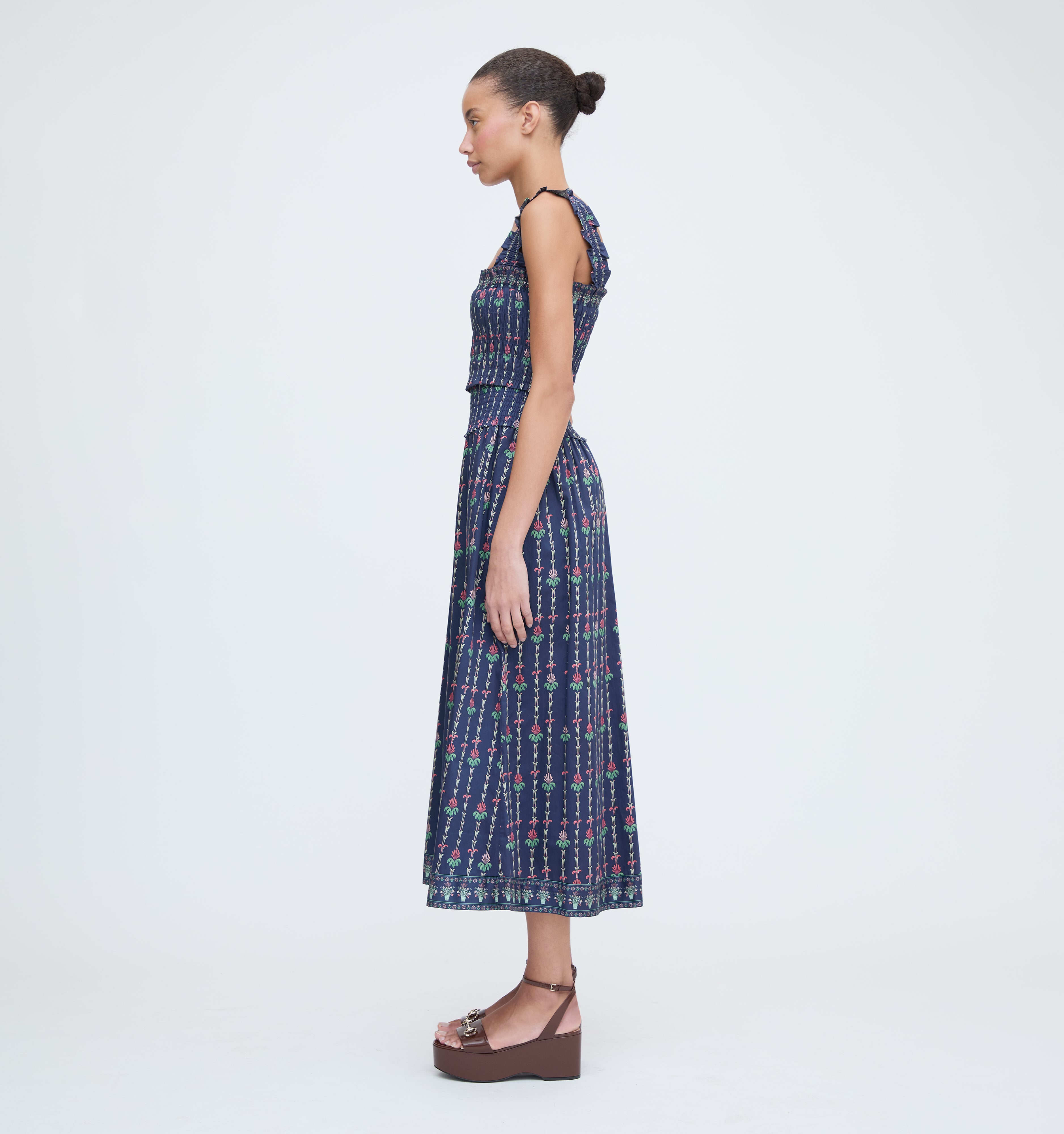 The Azalea Nap Top - Navy Trailing Fern