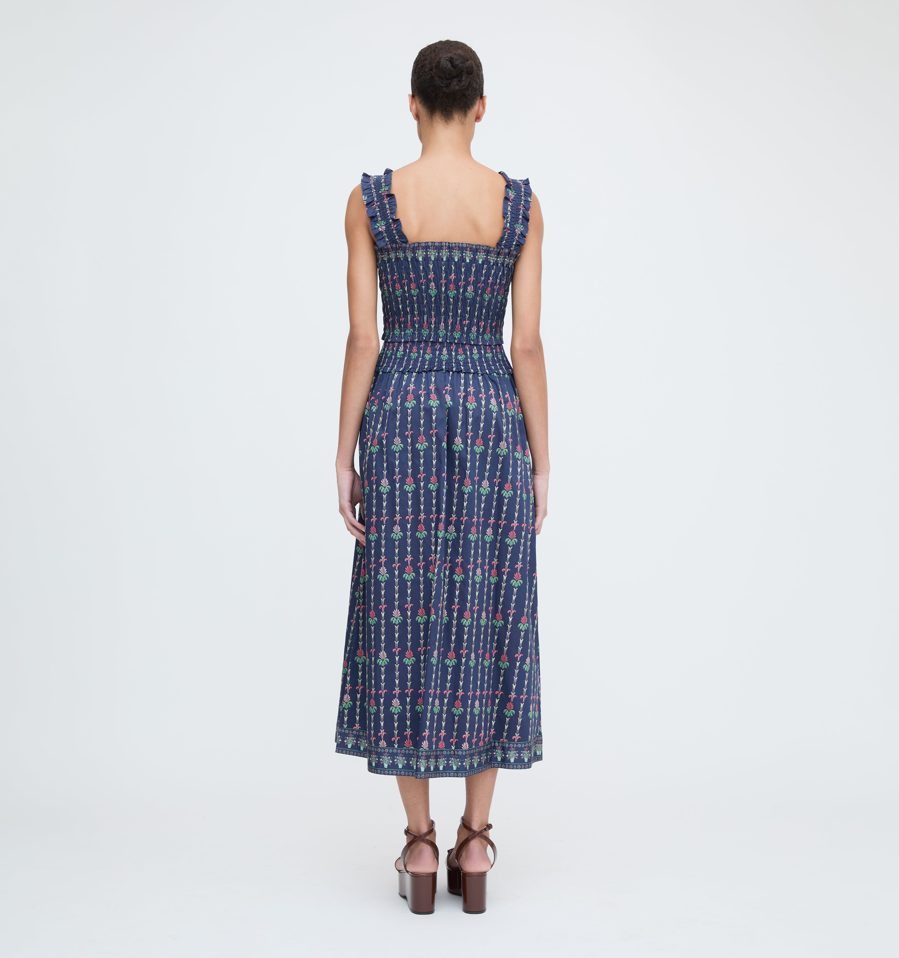 The Delphine Nap Skirt - Navy Trailing Fern
