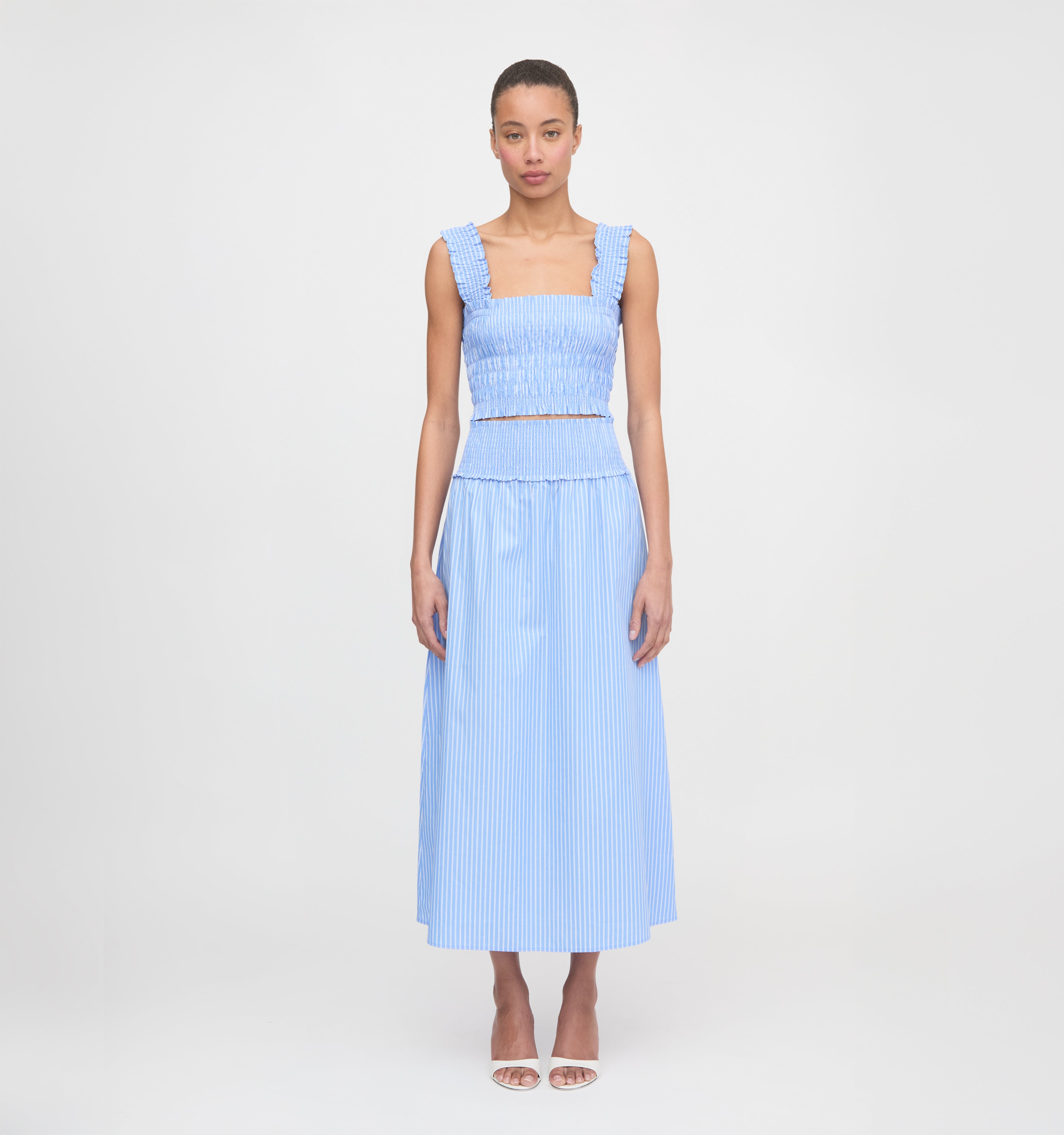 The Delphine Nap Skirt - Blue Stripe