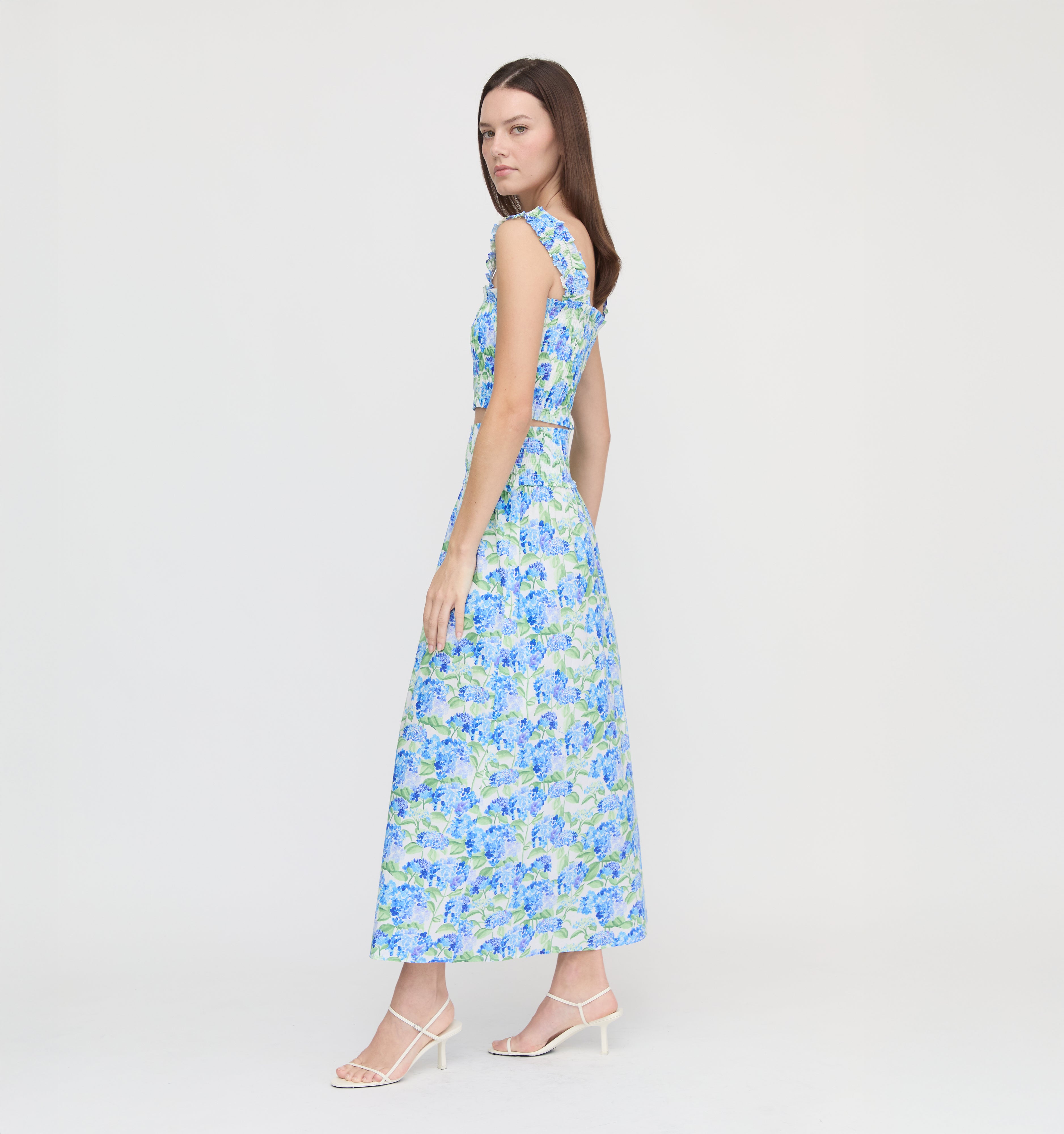 The Hill House x La Coqueta Azalea Nap Top - Blue Watercolor Hydrangea