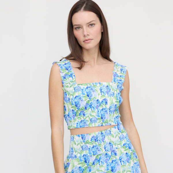 The Hill House x La Coqueta Azalea Nap Top - Blue Watercolor