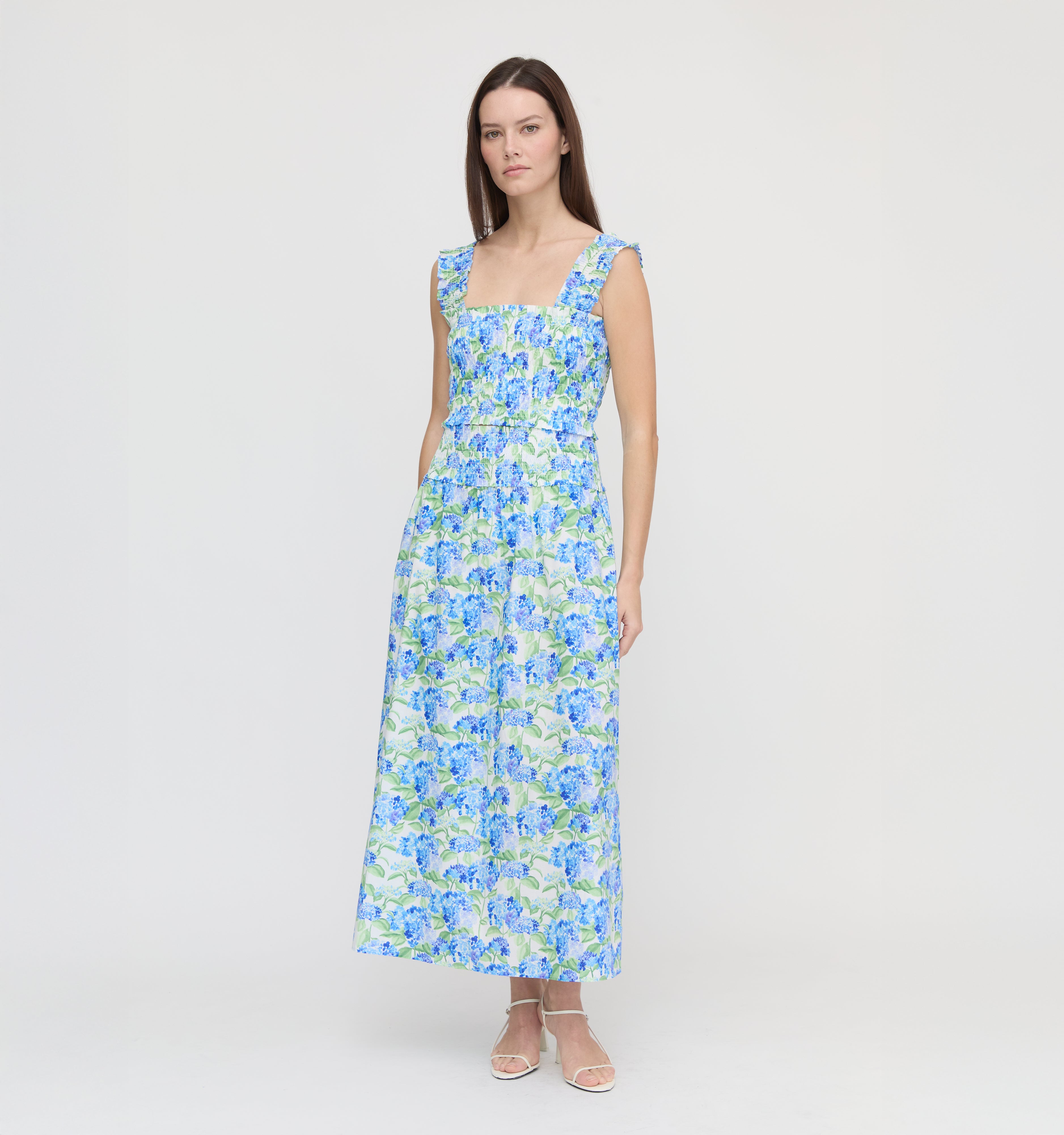 The Hill House x La Coqueta Azalea Nap Top - Blue Watercolor Hydrangea