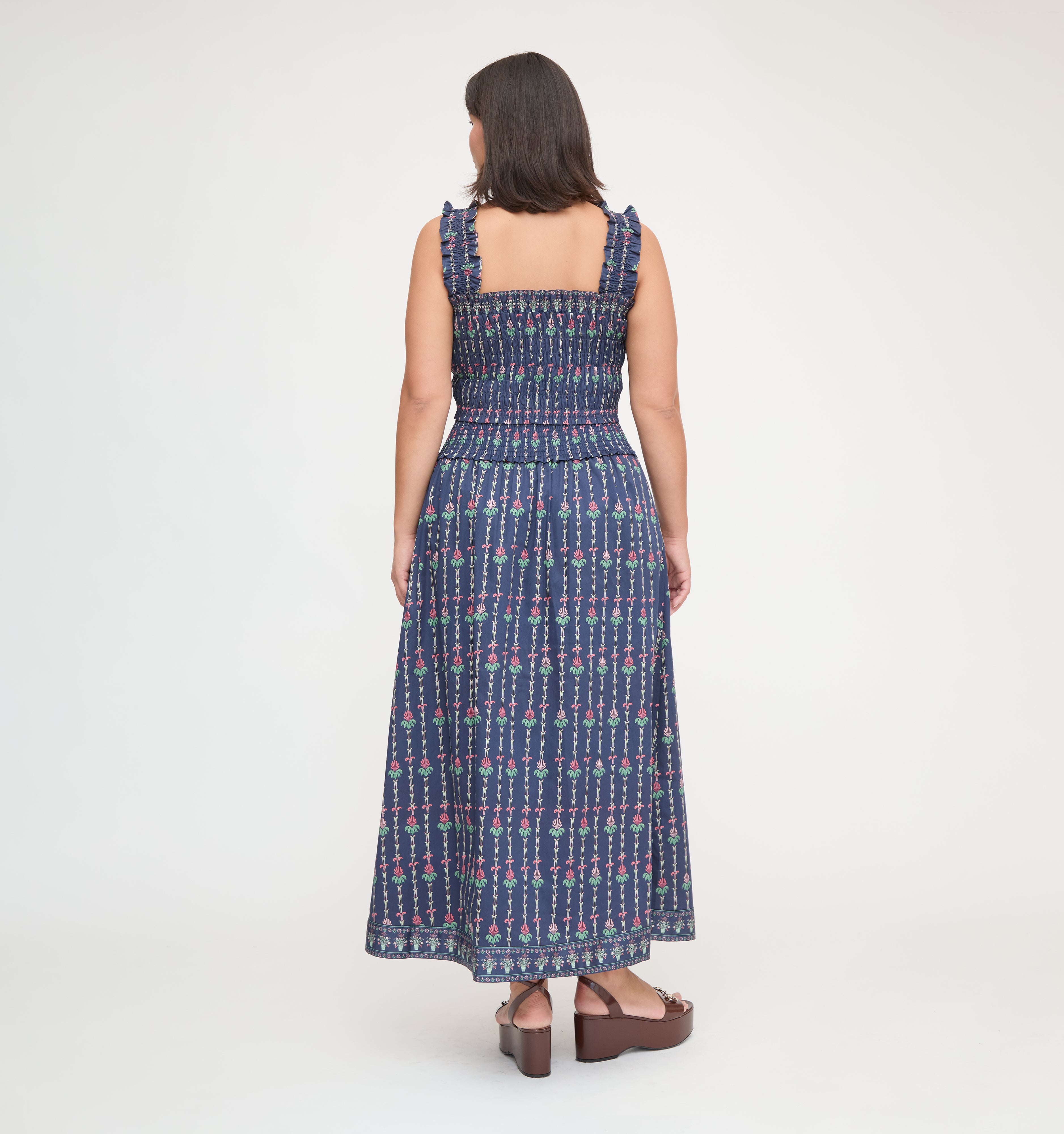The Delphine Nap Skirt - Navy Trailing Fern