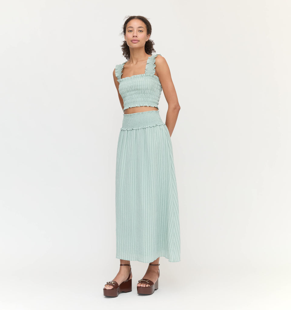 The Azalea Nap Top - Sage Green Tonal Seersucker – Hill