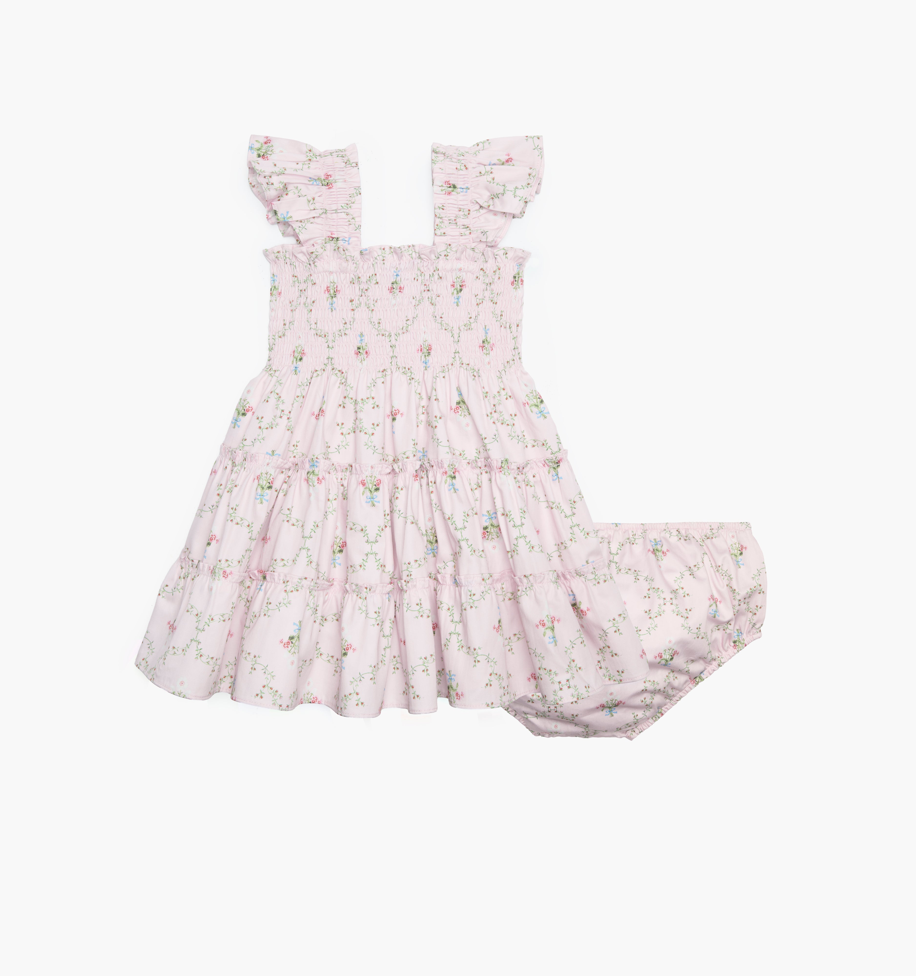 The Baby Ellie Nap Dress - Light Pink Trellis