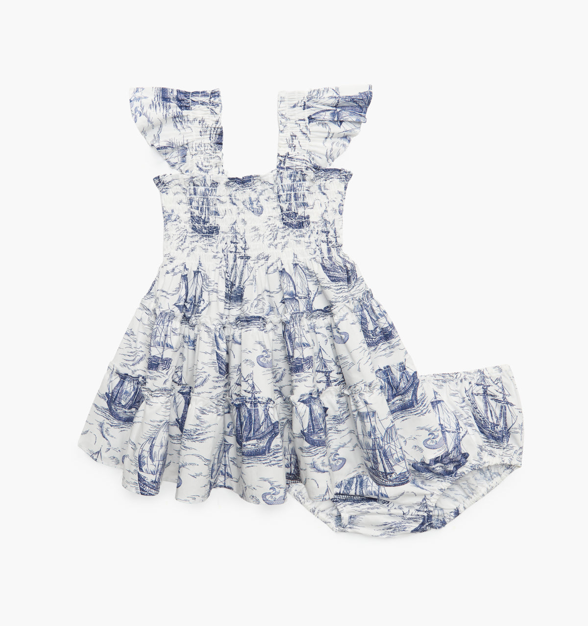 The Baby Ellie Nap Dress - Navy Mariner's Toile
