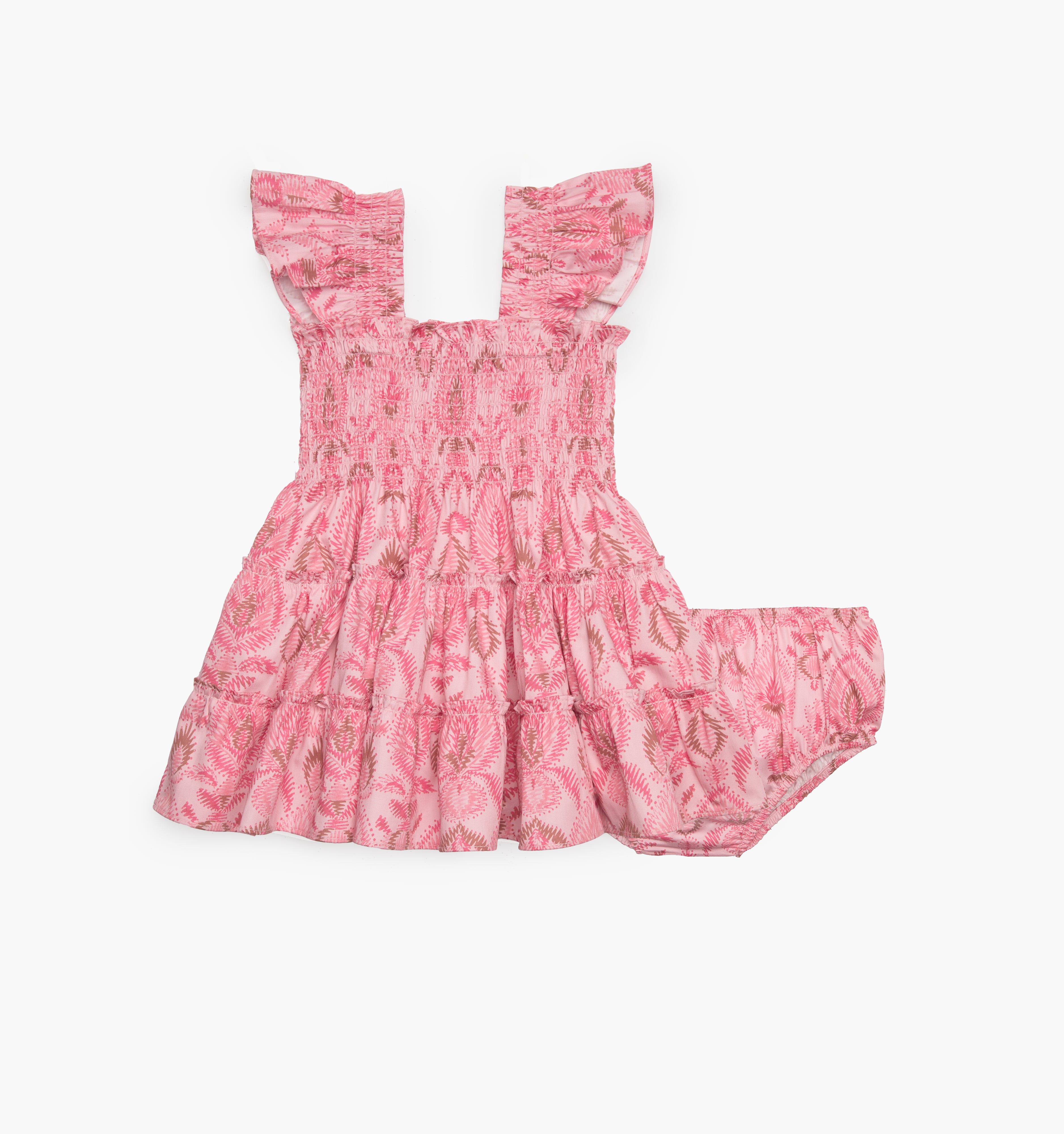 The Baby Ellie Nap Dress - Pink Palm Ikat