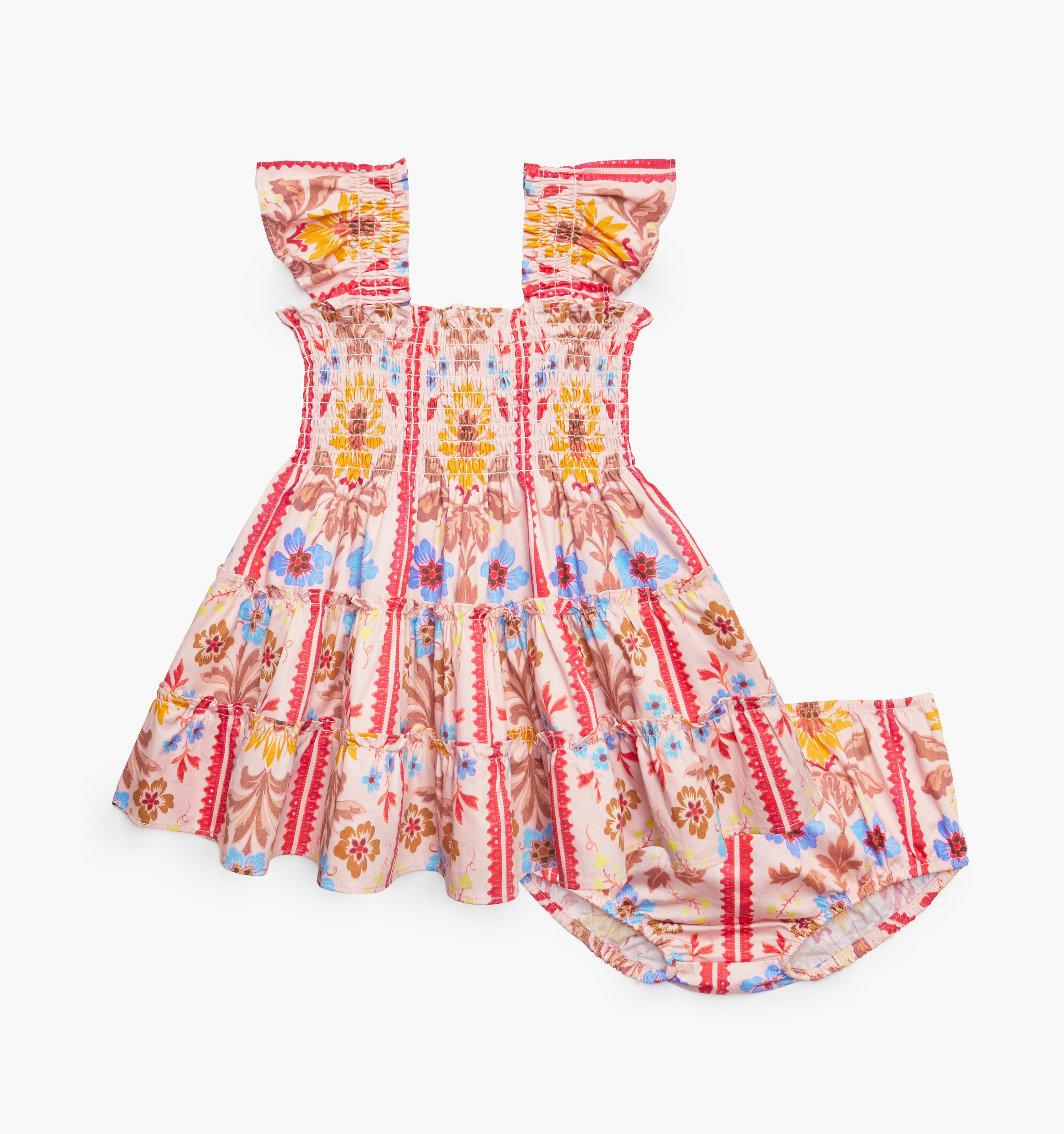 The Baby Ellie Nap Dress - Pink Floral Block Stripe
