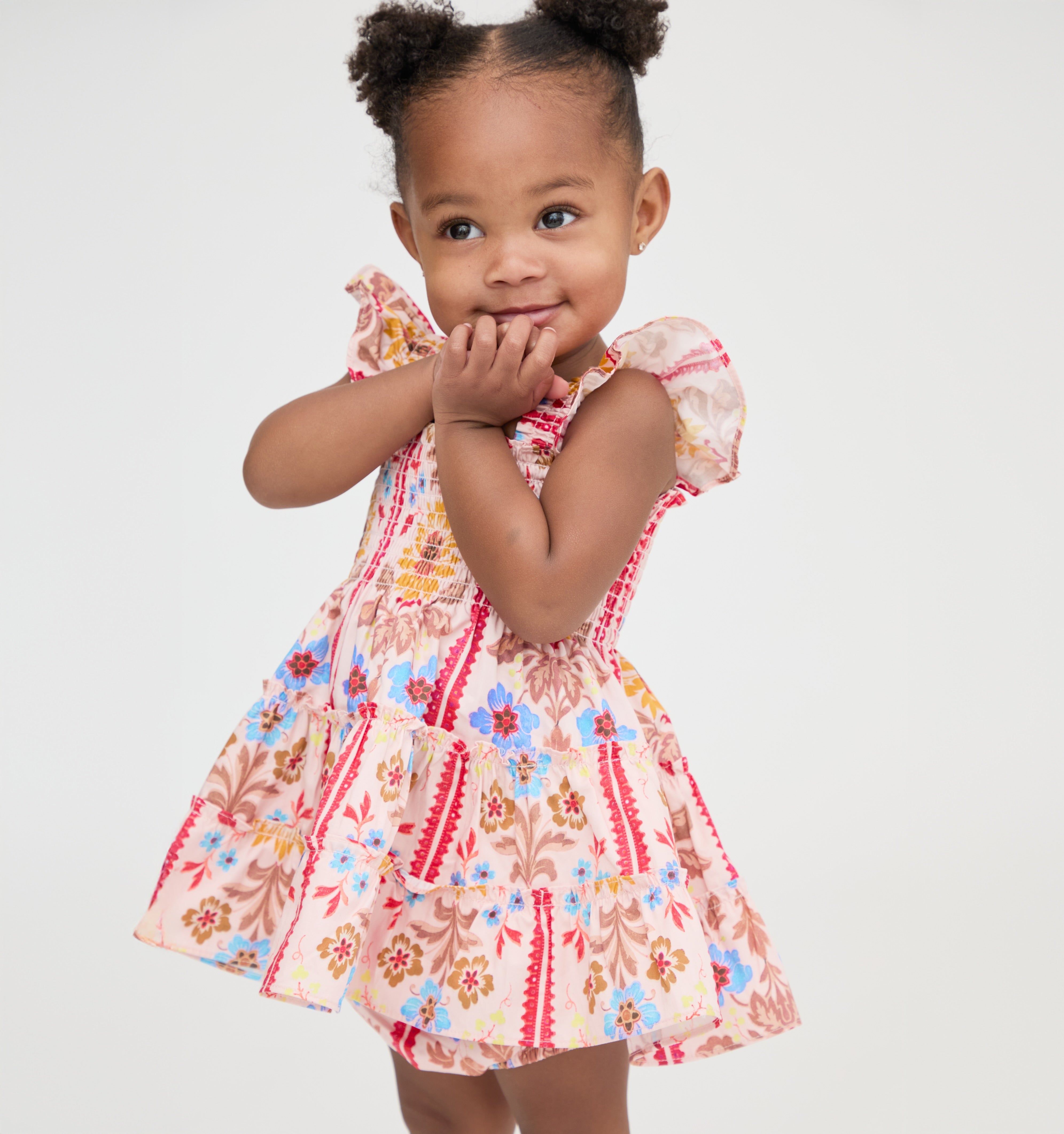 The Baby Ellie Nap Dress - Pink Floral Block Stripe