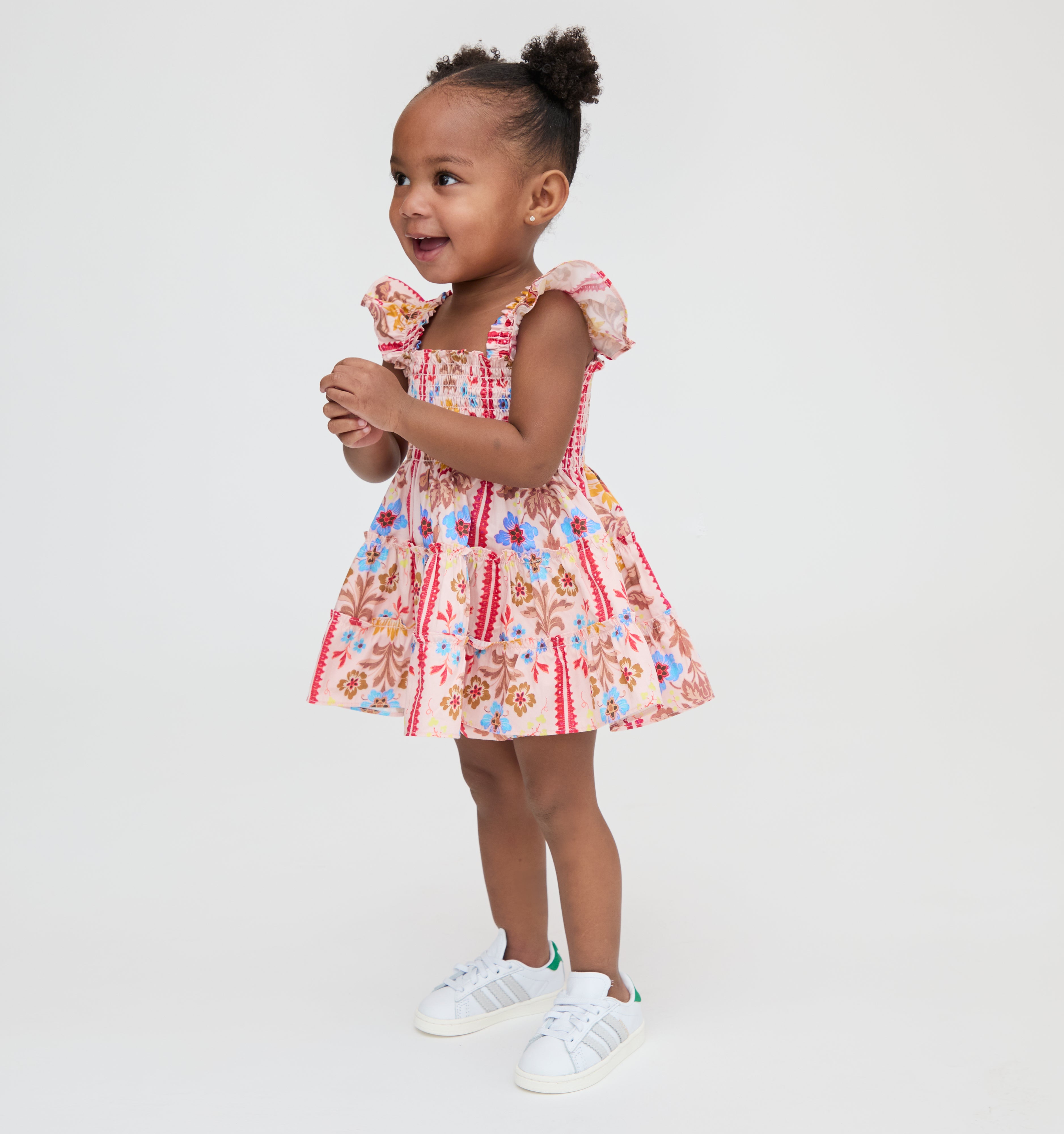 The Baby Ellie Nap Dress - Pink Floral Block Stripe