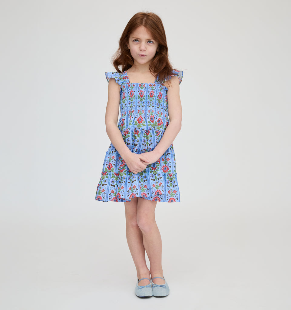 ロンパース・カバーオール 80 house on the hill Flower Stripe The Tiny Ellie Nap Dress - Blue Floral Block Stripe – Hill