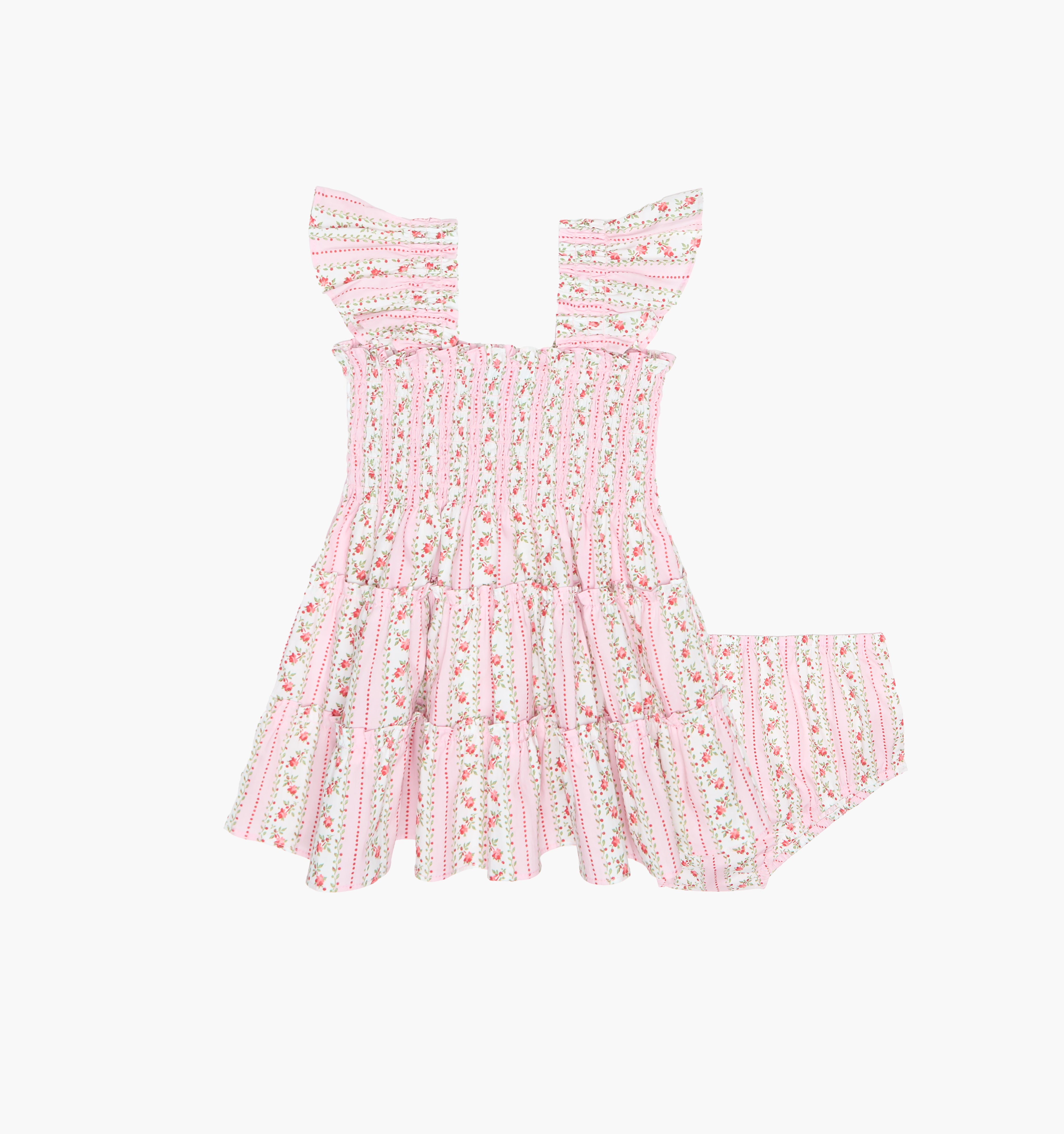 The Baby Ellie Nap Dress - Pink Floral Dot Stripe
