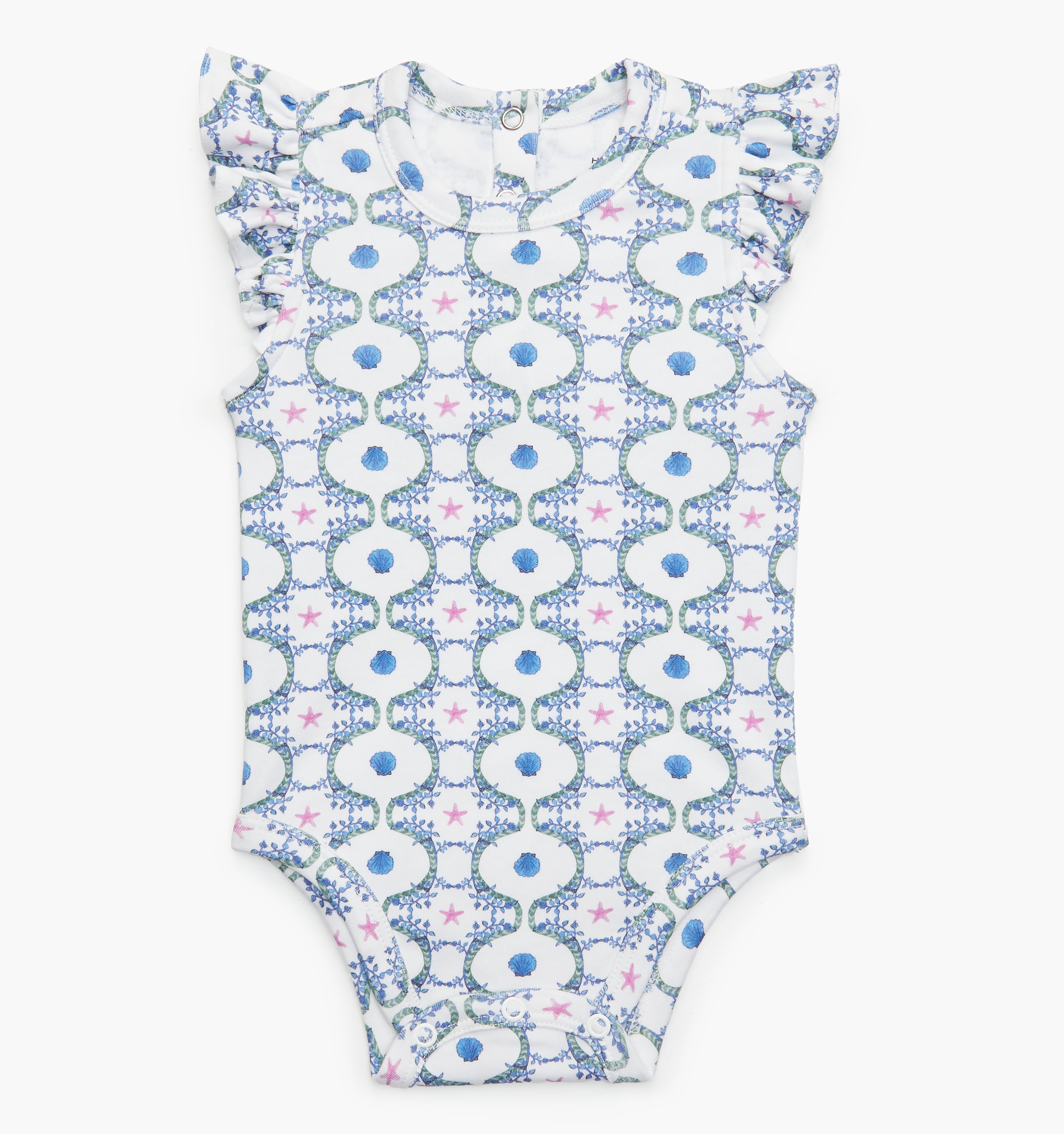 The Jillee Ruffle Onesie - White Cisco Trellis