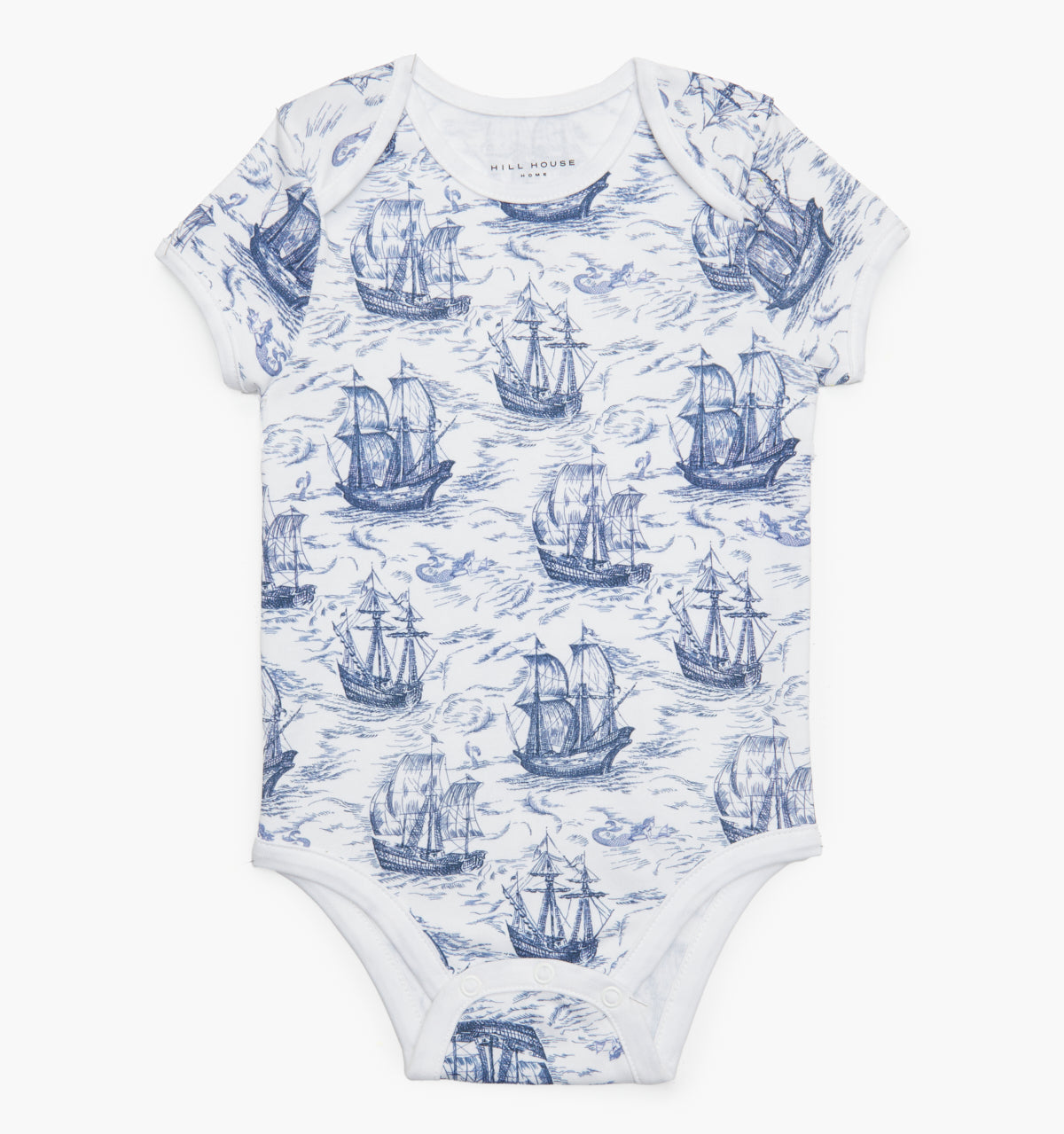 The Short Sleeve Onesie - Navy Mariner's Toile