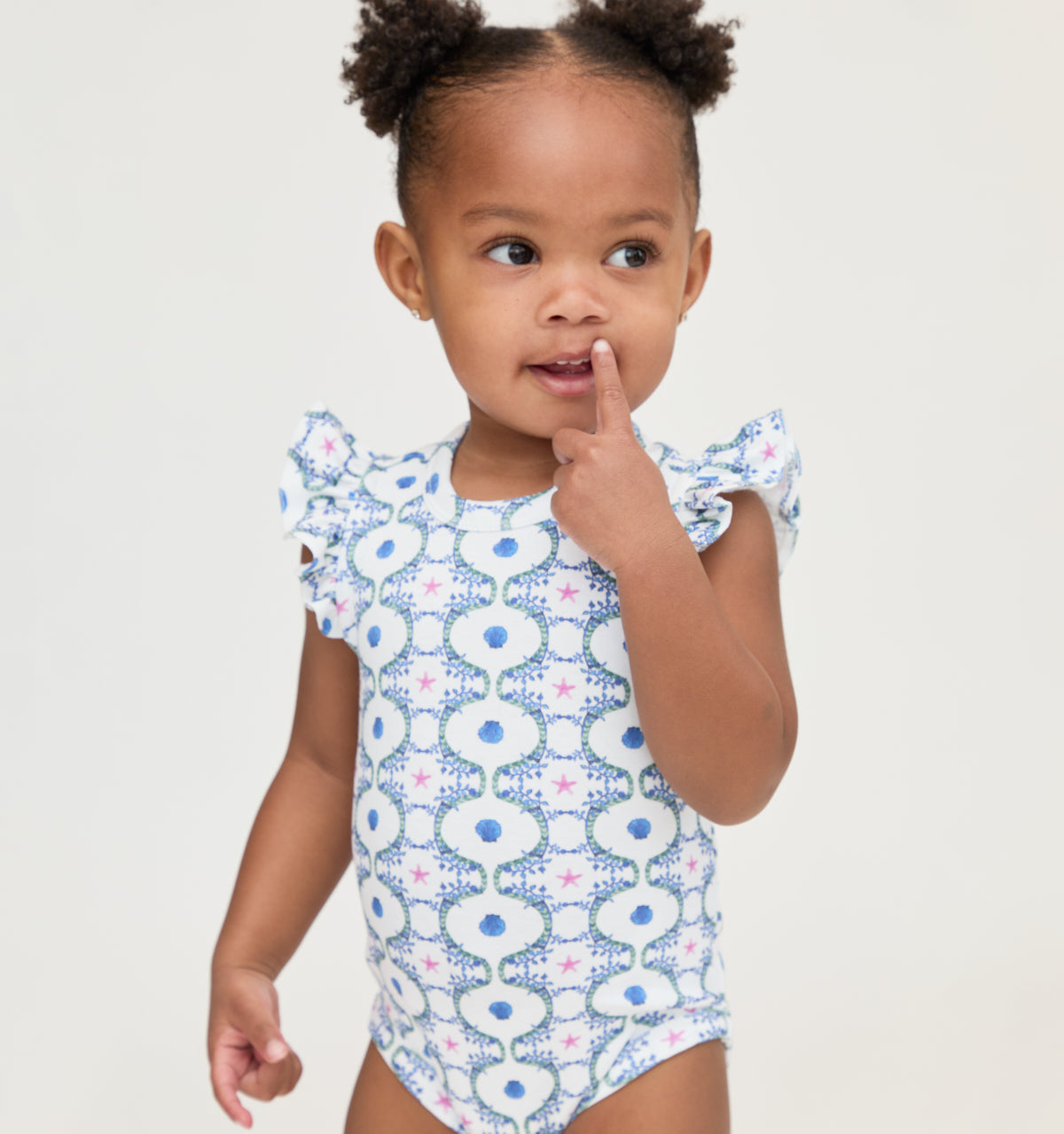 The Jillee Ruffle Onesie - White Cisco Trellis