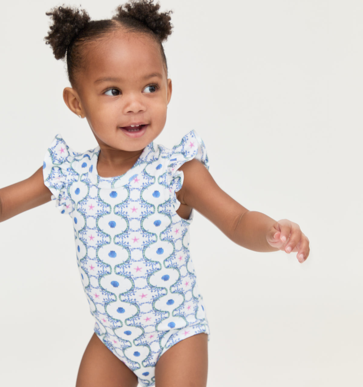 The Jillee Ruffle Onesie - White Cisco Trellis