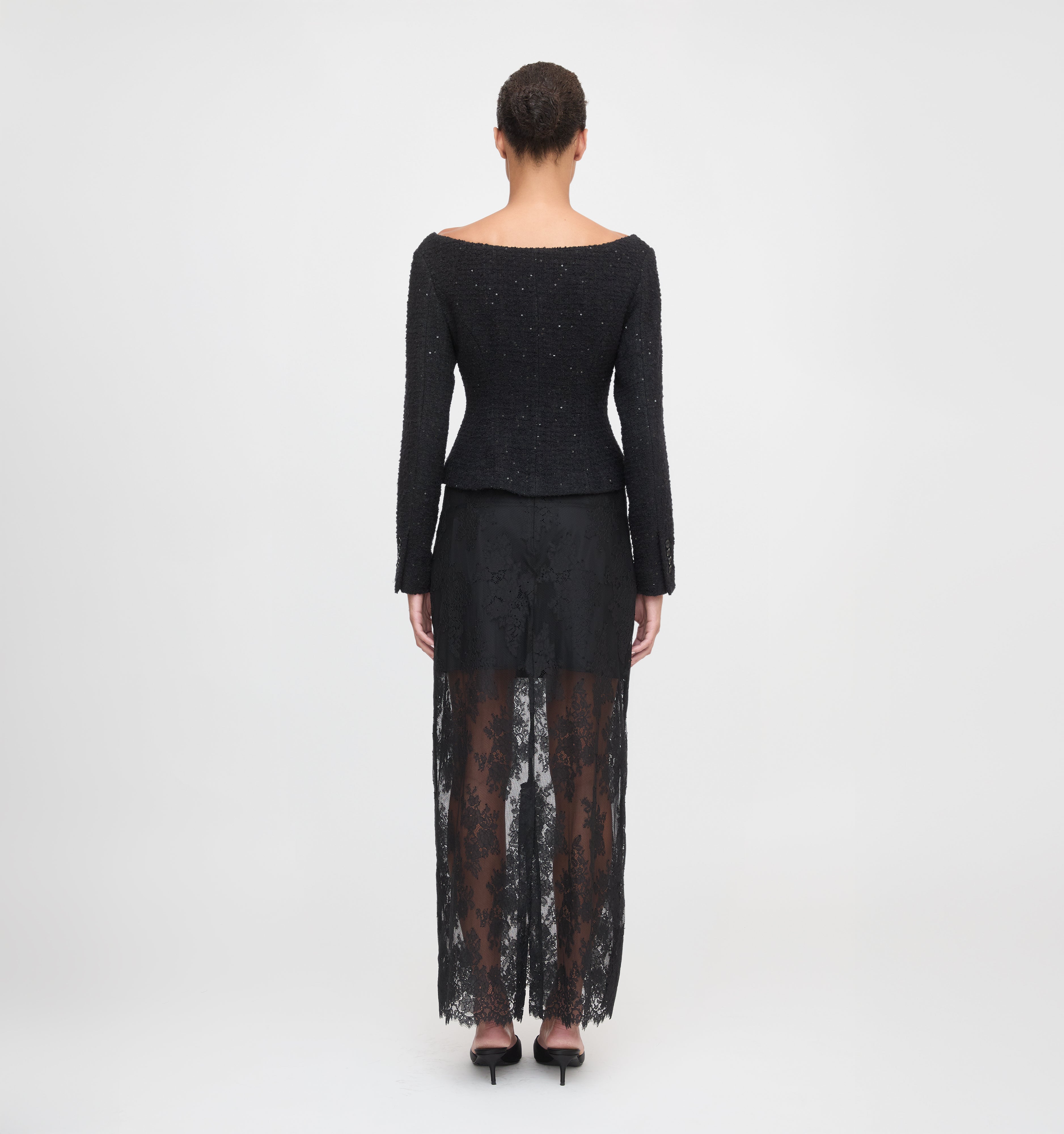 The Bec Jacket in Black Sequin Tweed color: Black Sequin Tweed 