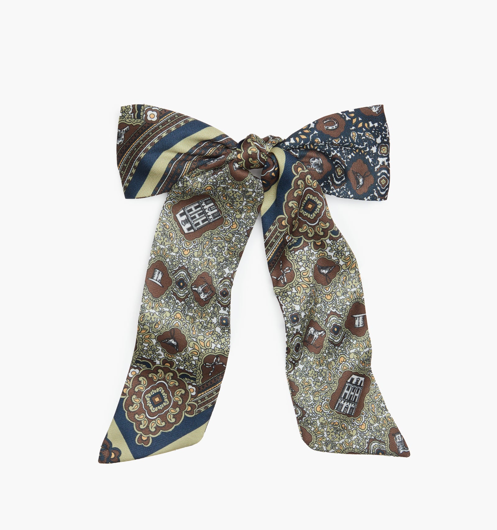 The Belle Bow in Olive Equestrian Scarf color: Olive Equestrian Scarf