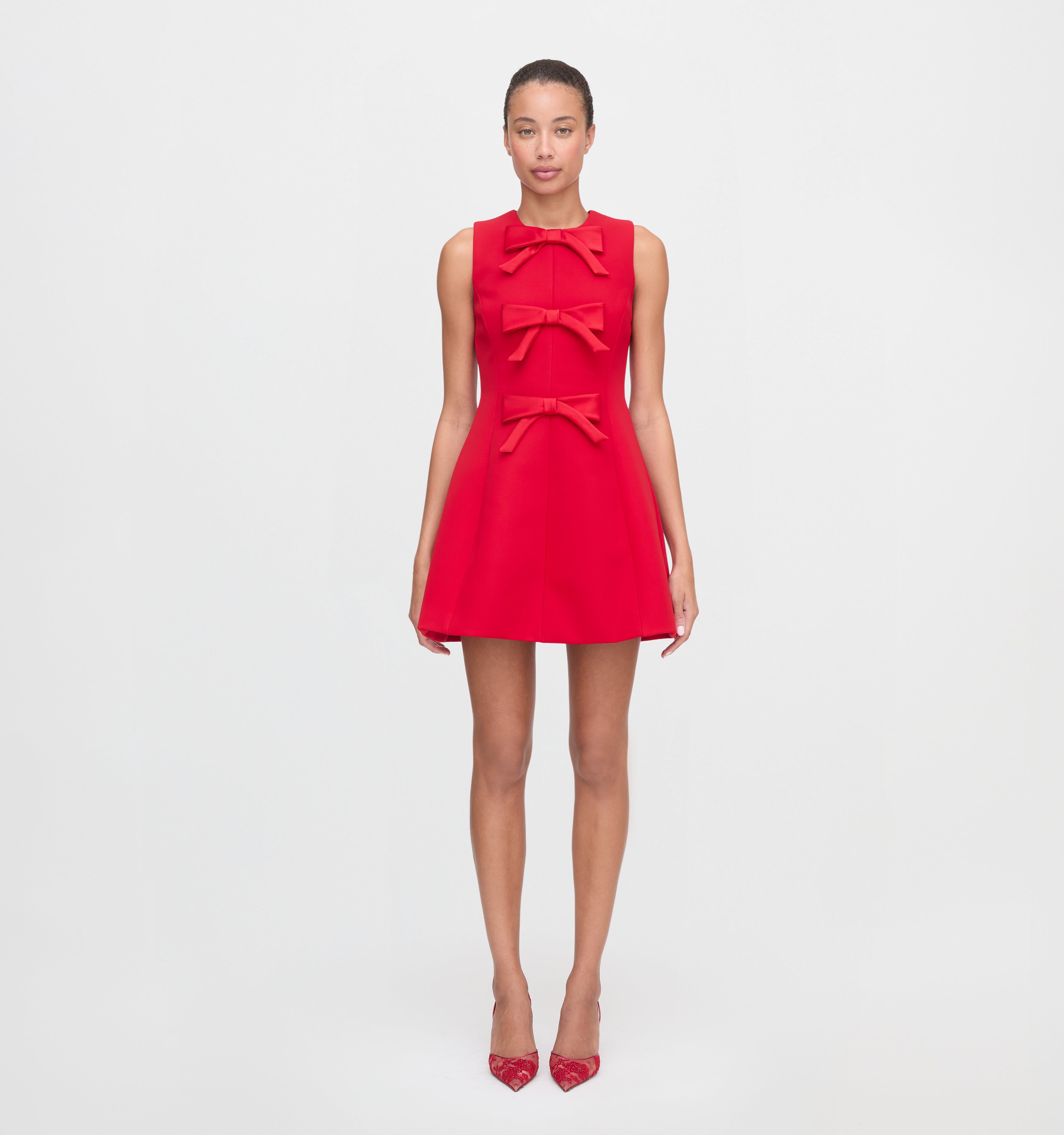 The Blythe Bow Dress - Red with Red Bows