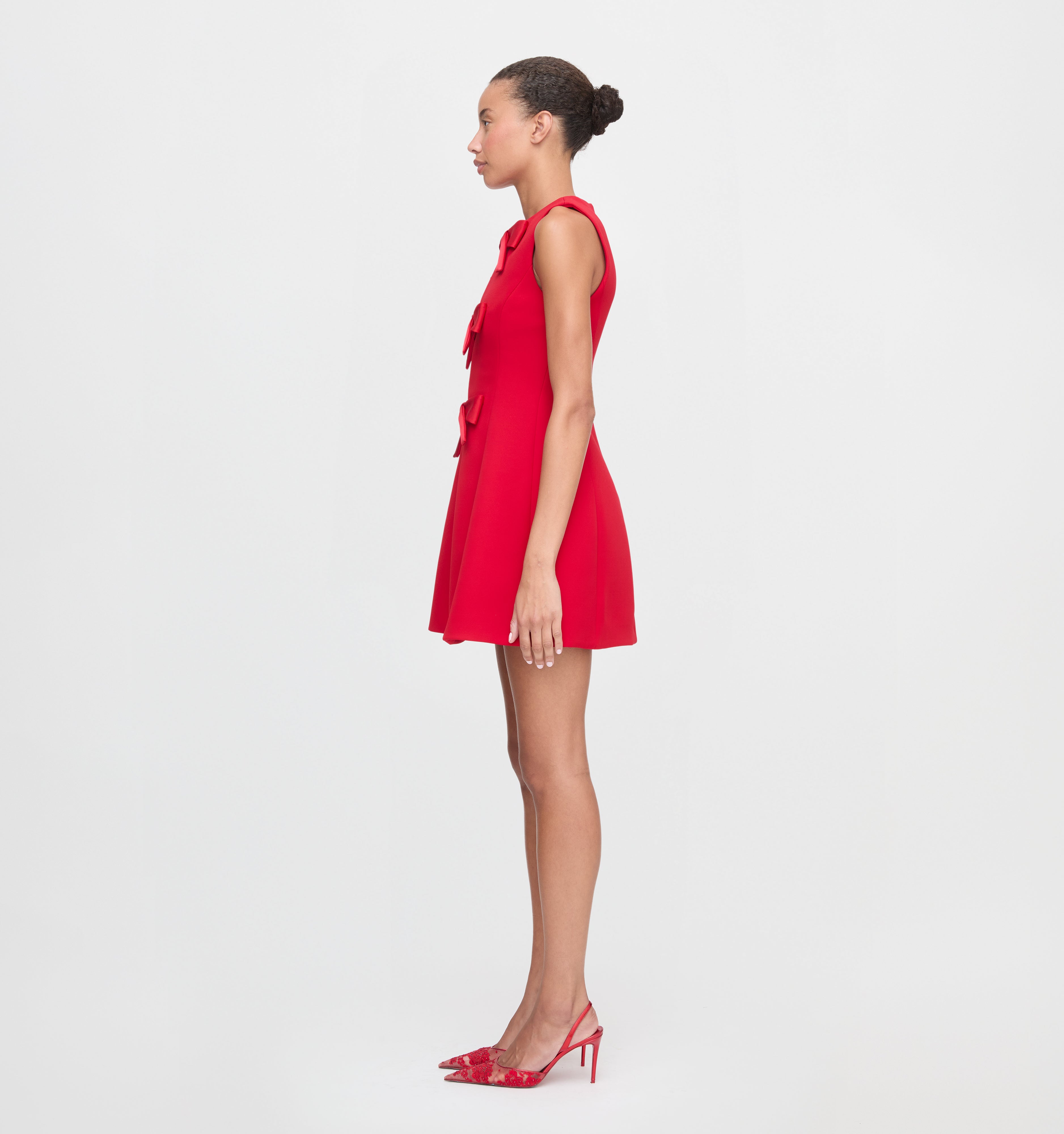 The Blythe Bow Dress - Red with Red Bows