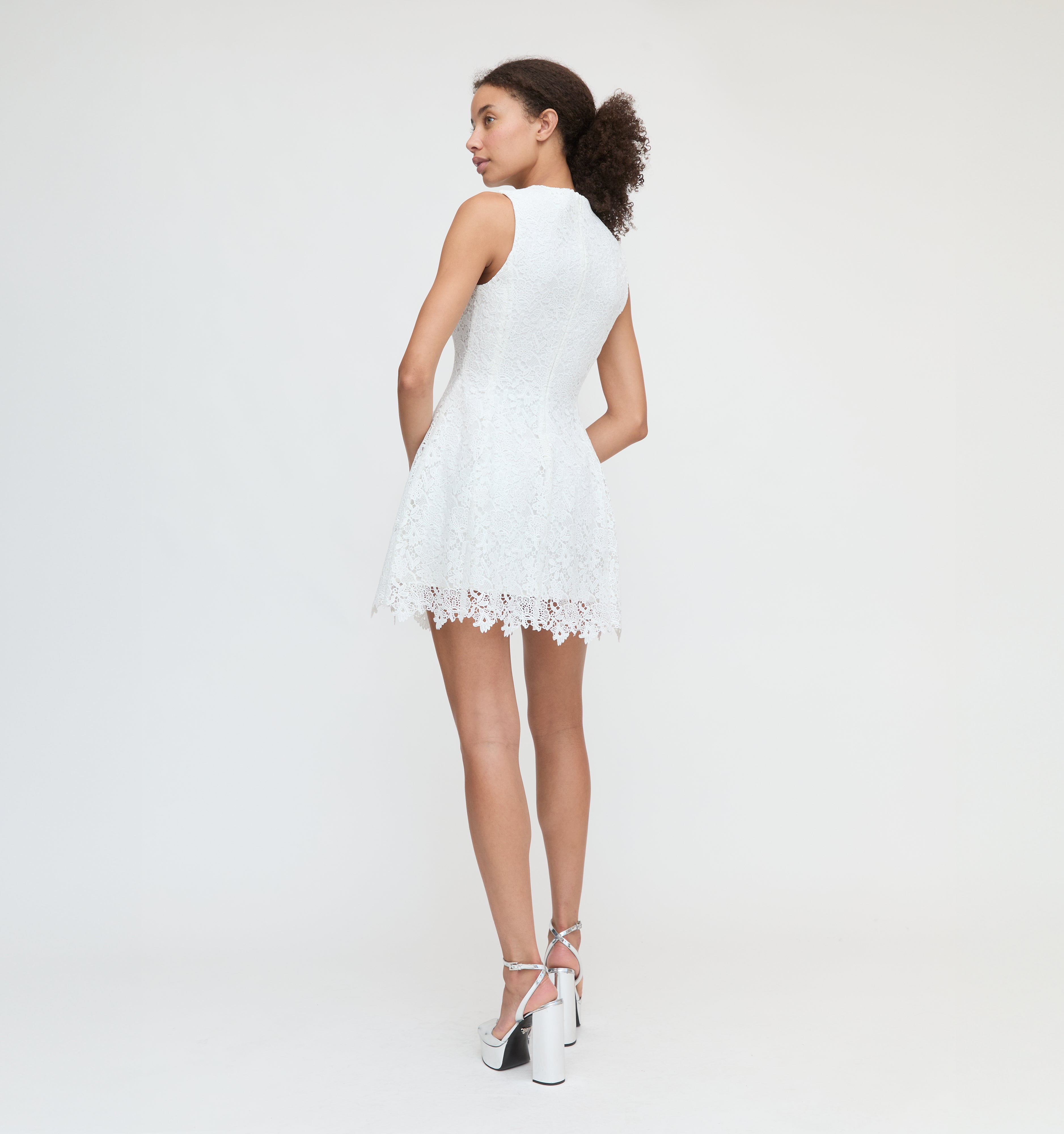The Blythe Bow Dress in White Lace color: White Lace
