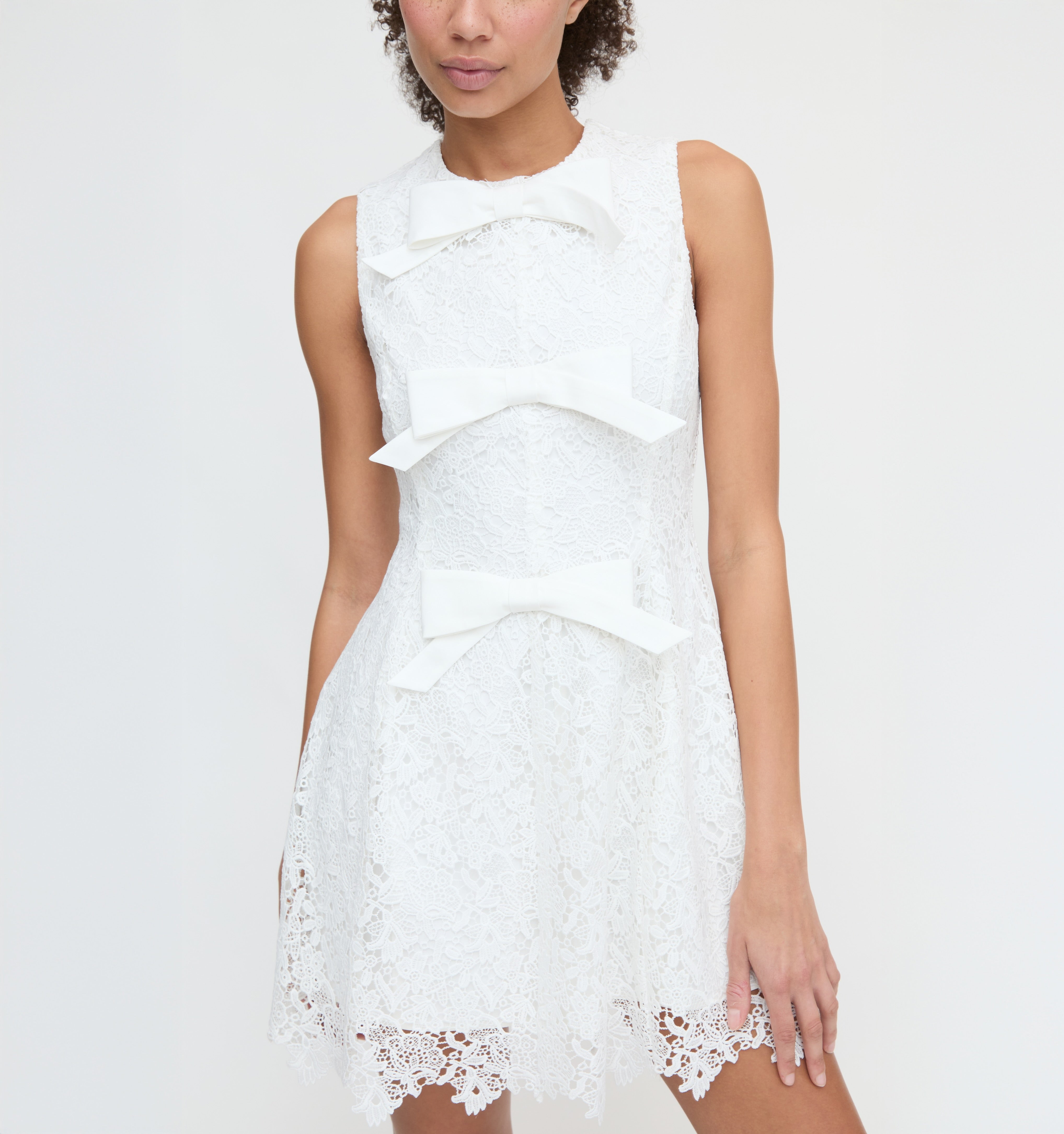 The Blythe Bow Dress in White Lace color: White Lace